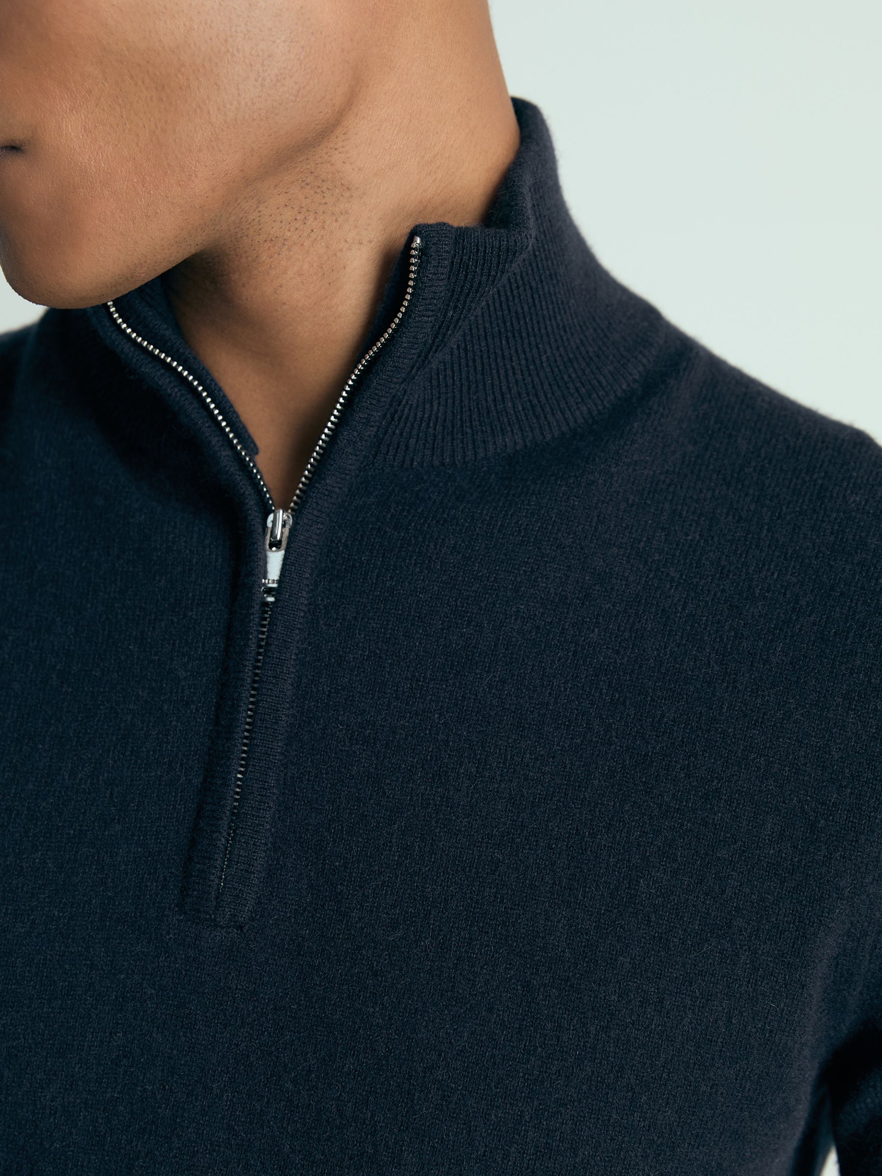 Atelier Cashmere Zip-Neck Jumper in Navy - Image 4 of 7