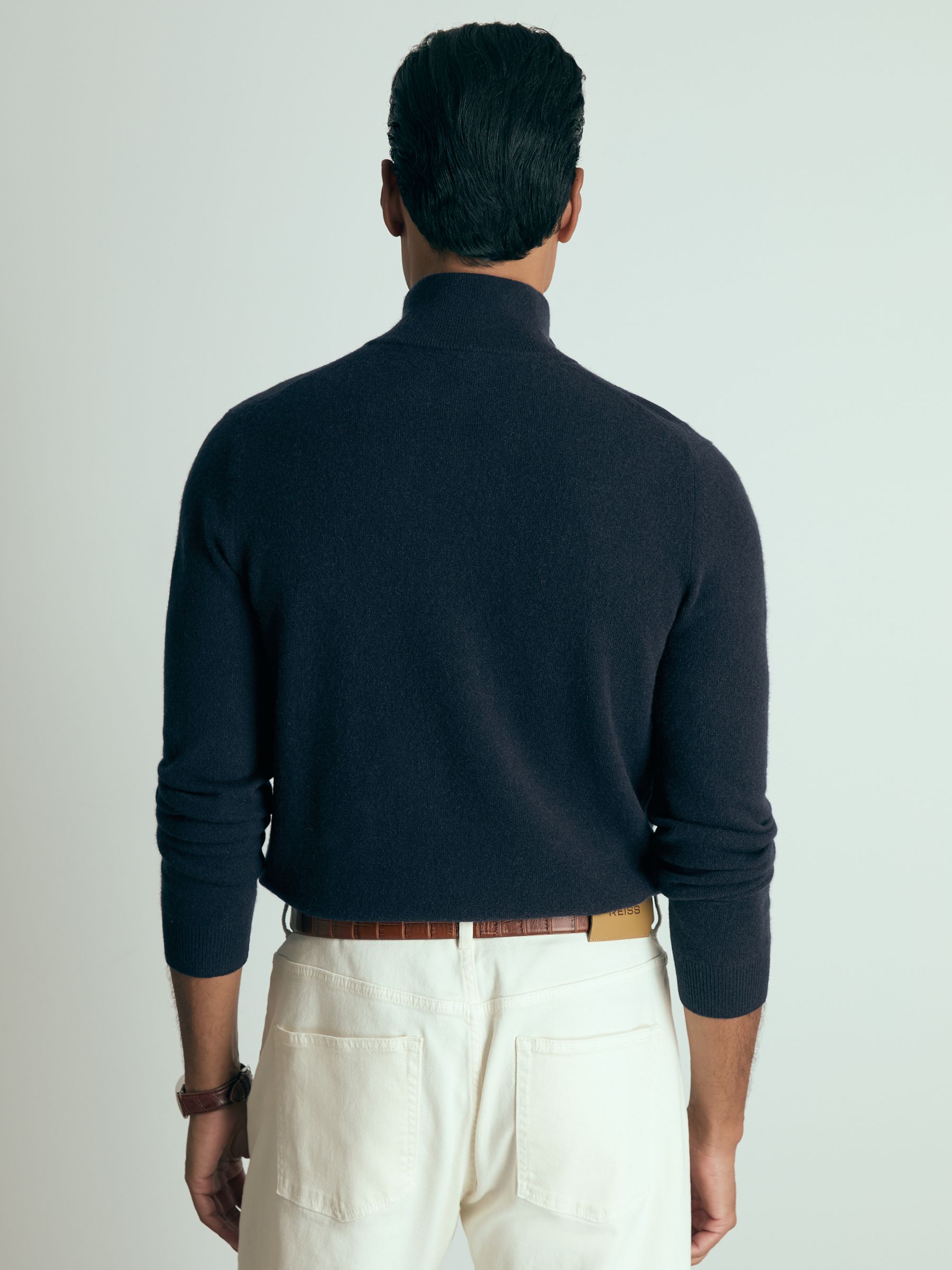 Atelier Cashmere Zip-Neck Jumper in Navy - Image 5 of 7