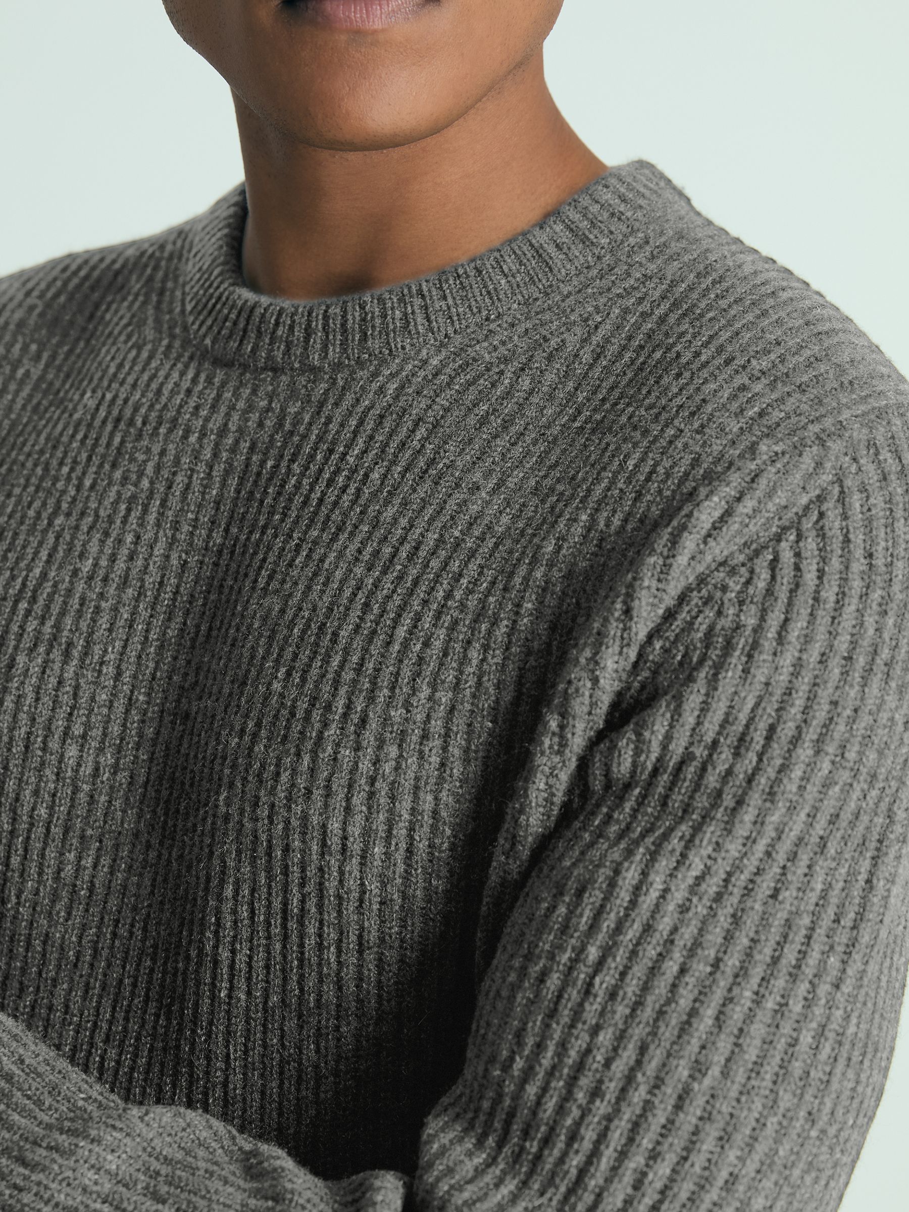 Reiss Atelier Ribbed-Cashmere Jumper in Charcoal Melange - REISS