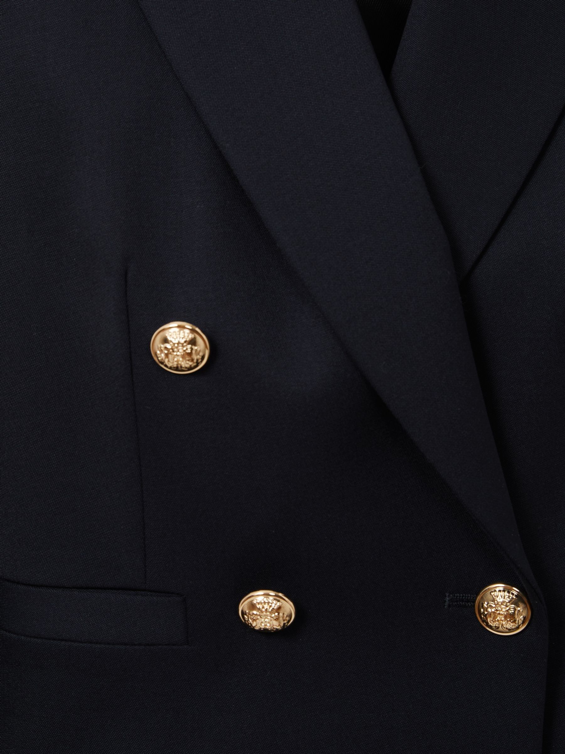 Cropped Wool-Blend Double-Breasted Blazer in Navy - Image 6 of 6