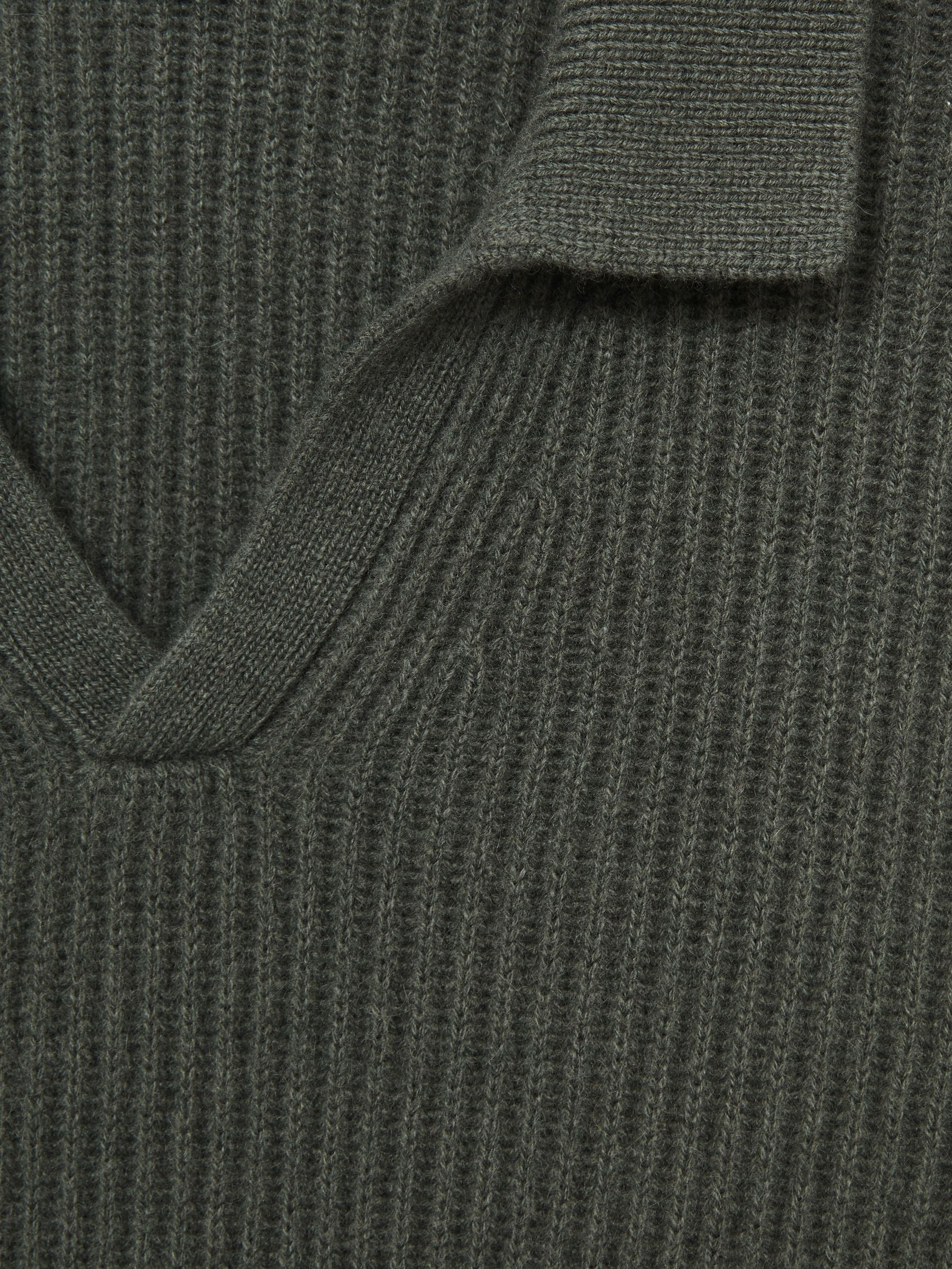 Atelier Ribbed-Cashmere Polo Shirt in Military Green - Image 6 of 6