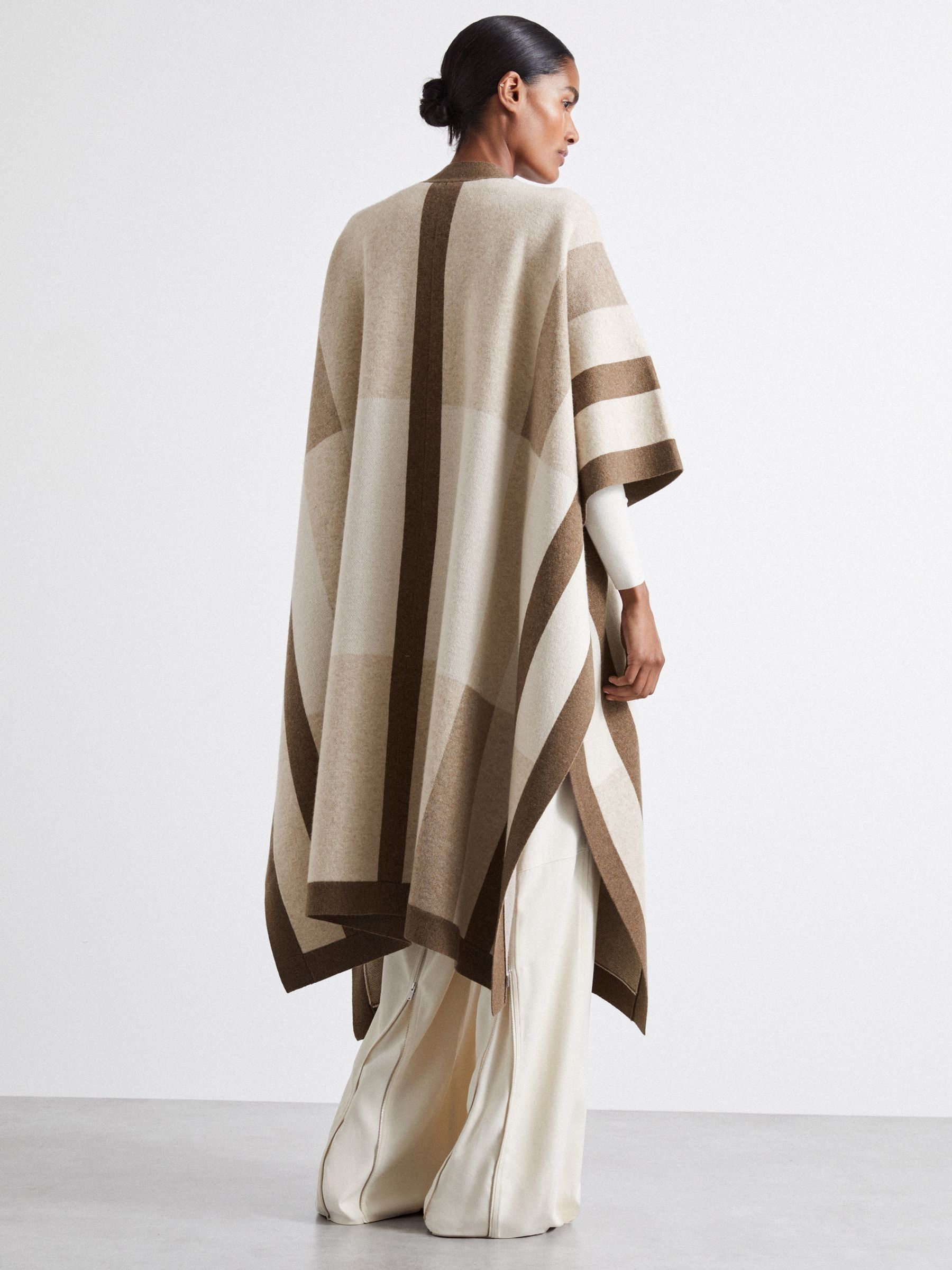 Atelier Checked Wool and Cashmere Cape in Camel - Image 4 of 6