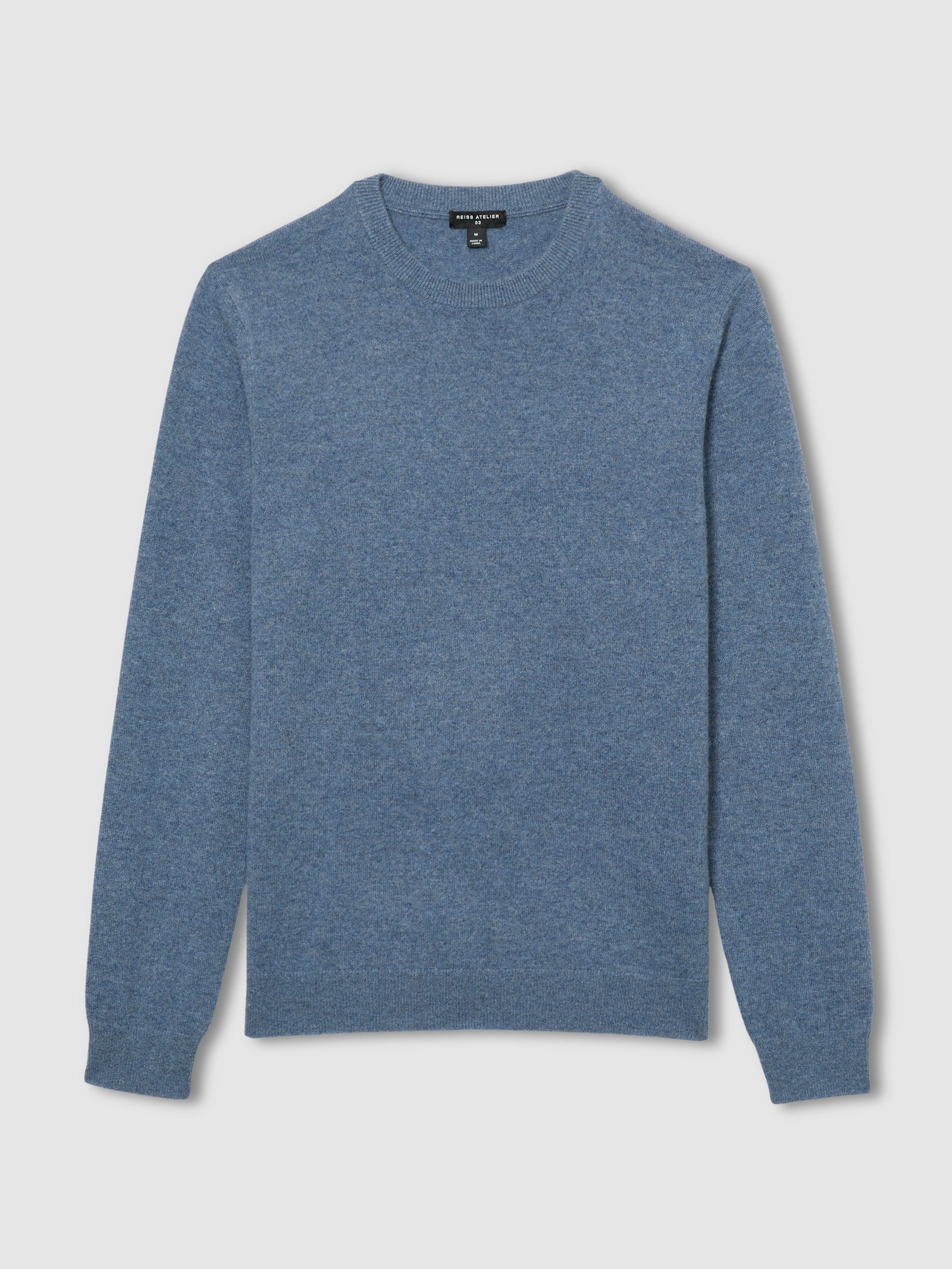 Atelier Cashmere Crew-Neck Jumper in Airforce Blue Melange - Image 2 of 6