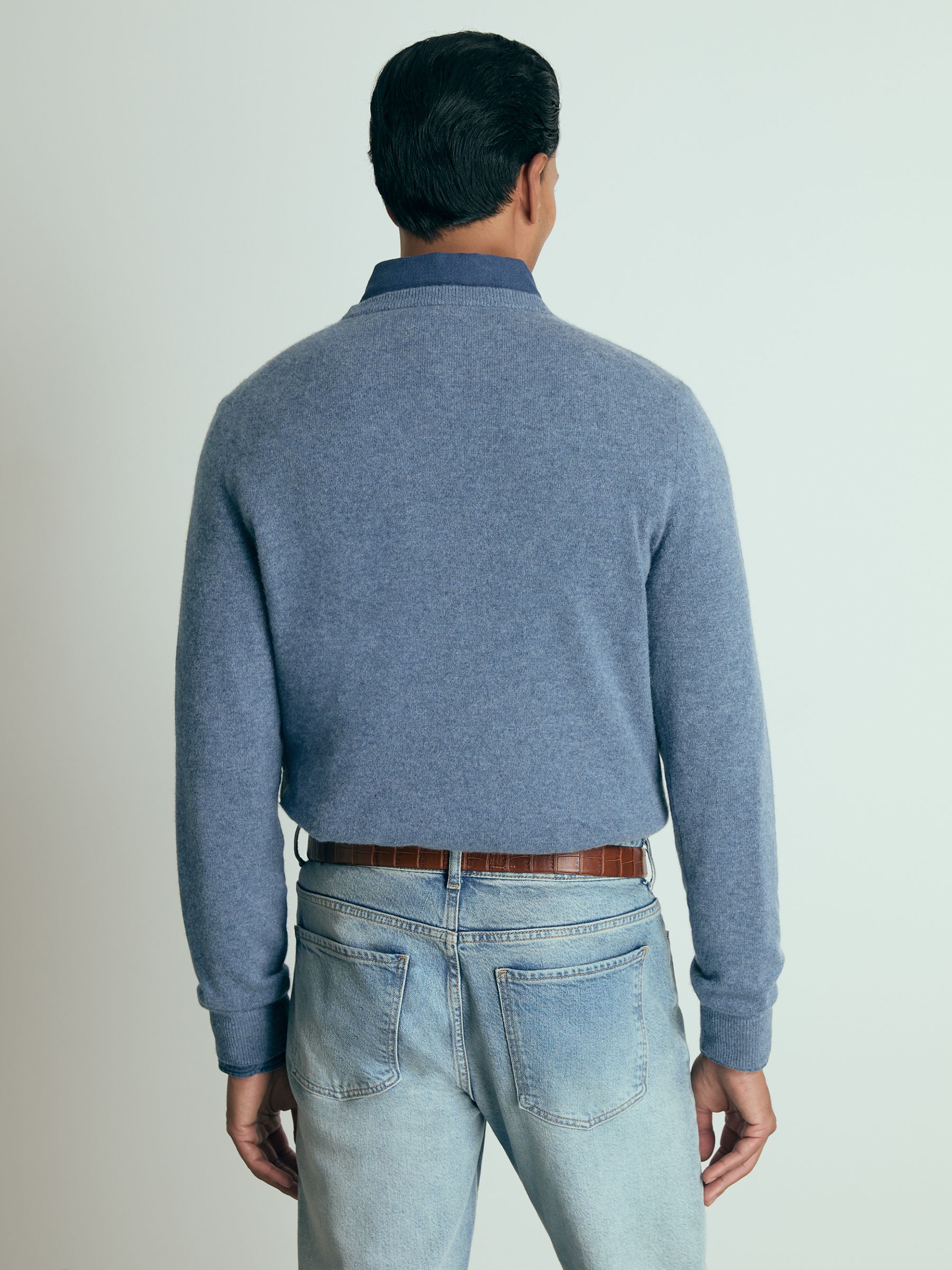 Atelier Cashmere Crew-Neck Jumper in Airforce Blue Melange - Image 5 of 6