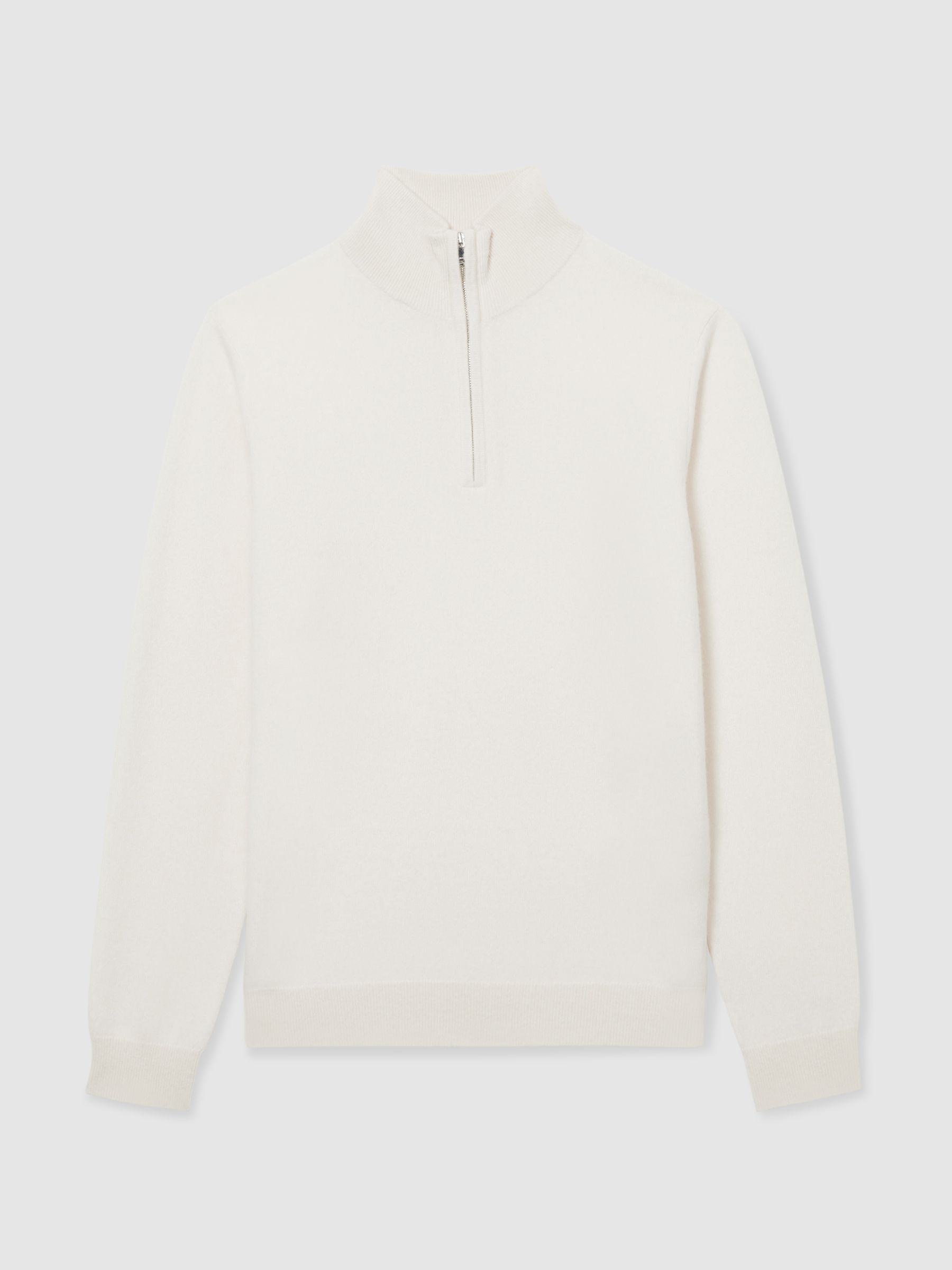 Atelier Cashmere Zip-Neck Jumper in White - Image 2 of 6