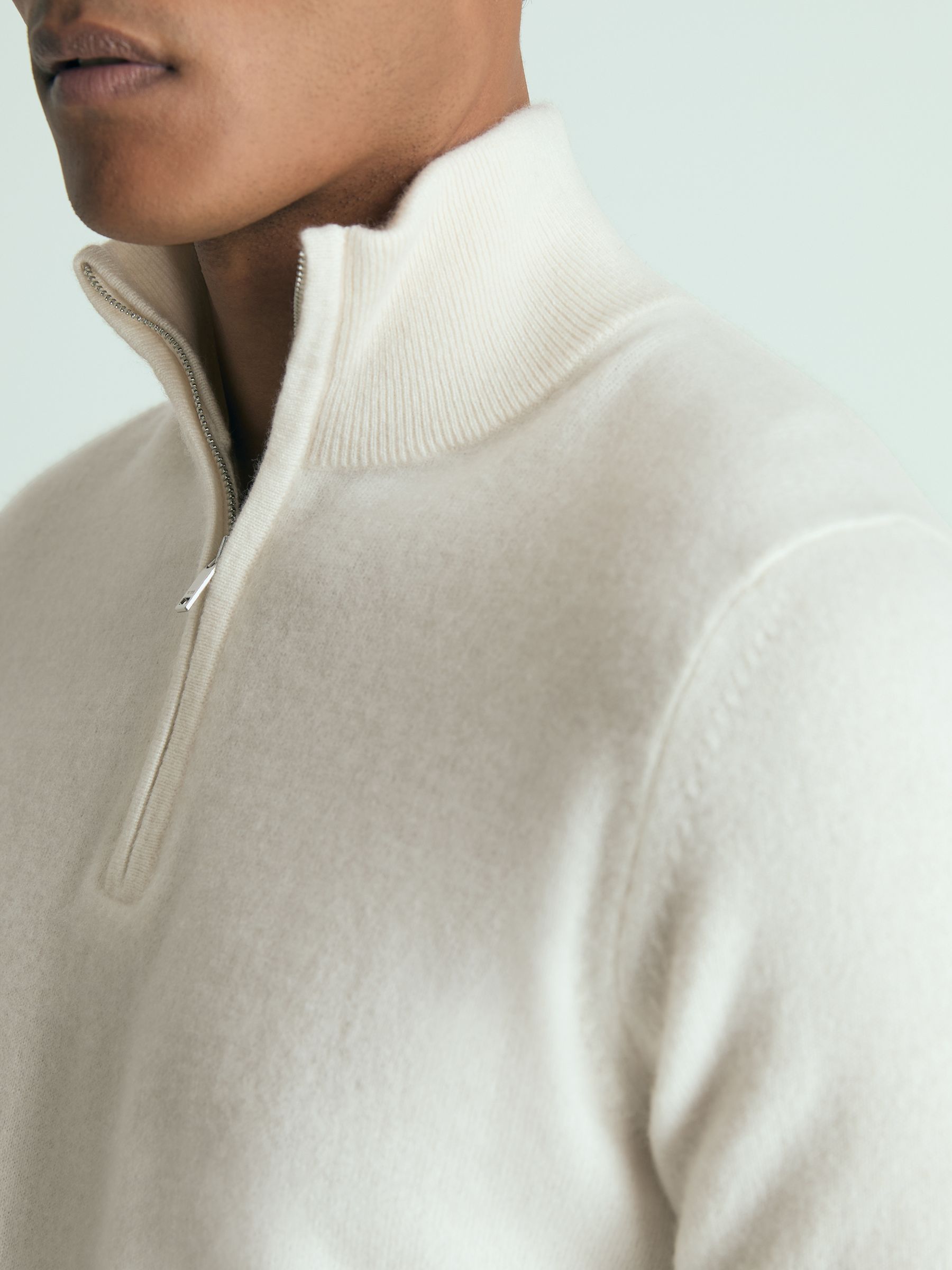 Atelier Cashmere Zip-Neck Jumper in White - Image 4 of 6