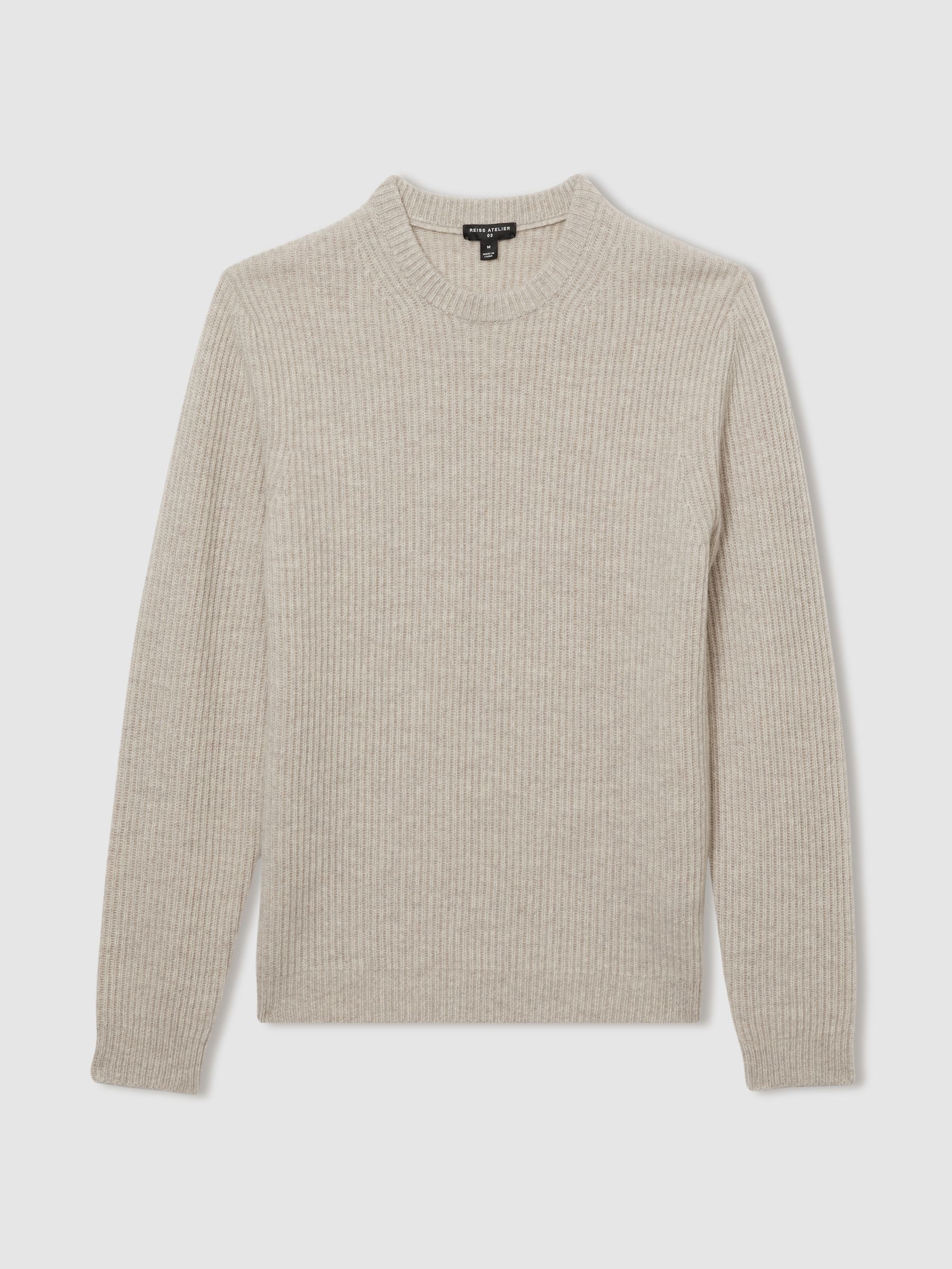 Atelier Ribbed-Cashmere Jumper in Oatmeal Melange - Image 2 of 6