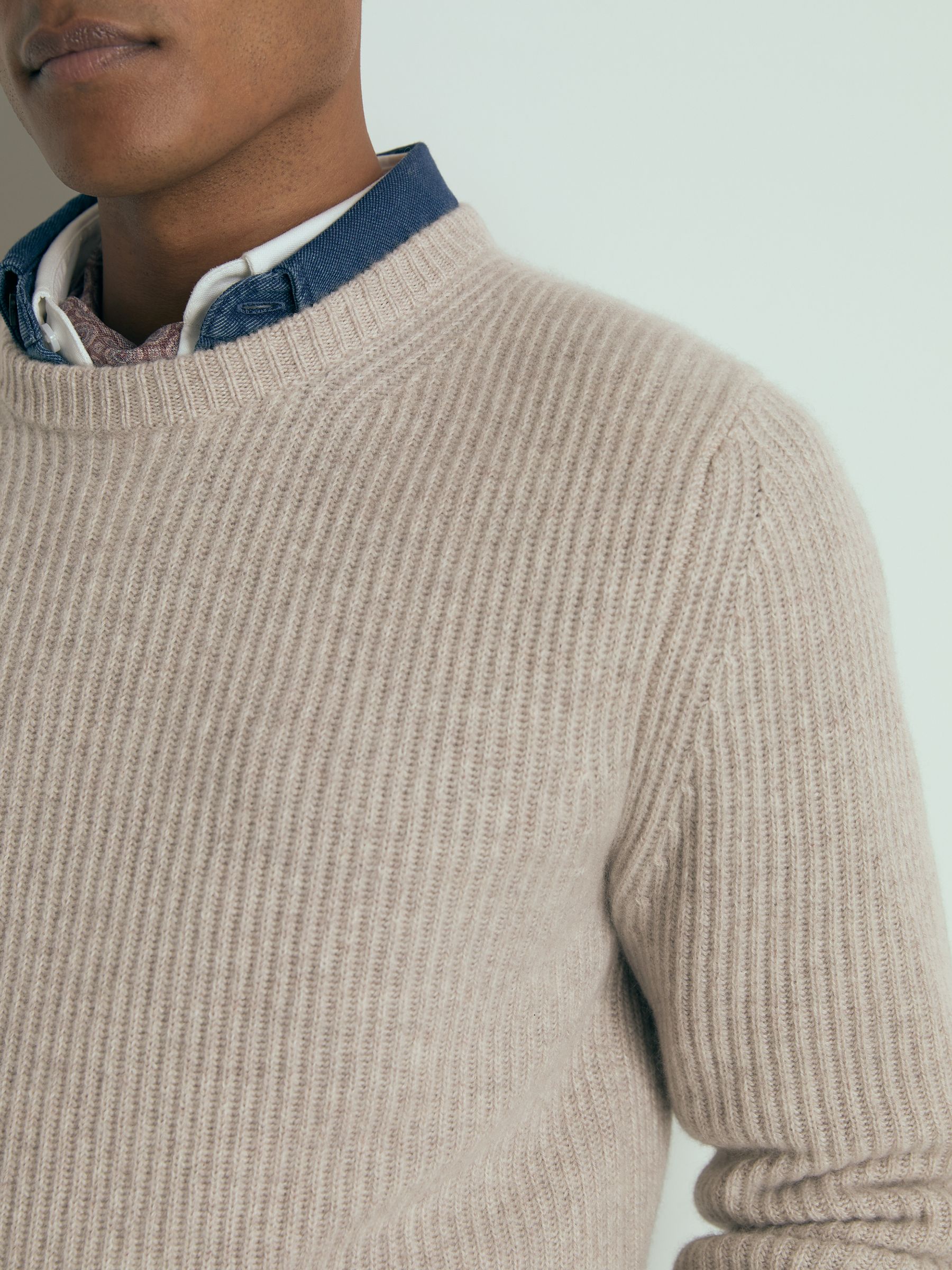 Atelier Ribbed-Cashmere Jumper in Oatmeal Melange - Image 4 of 6