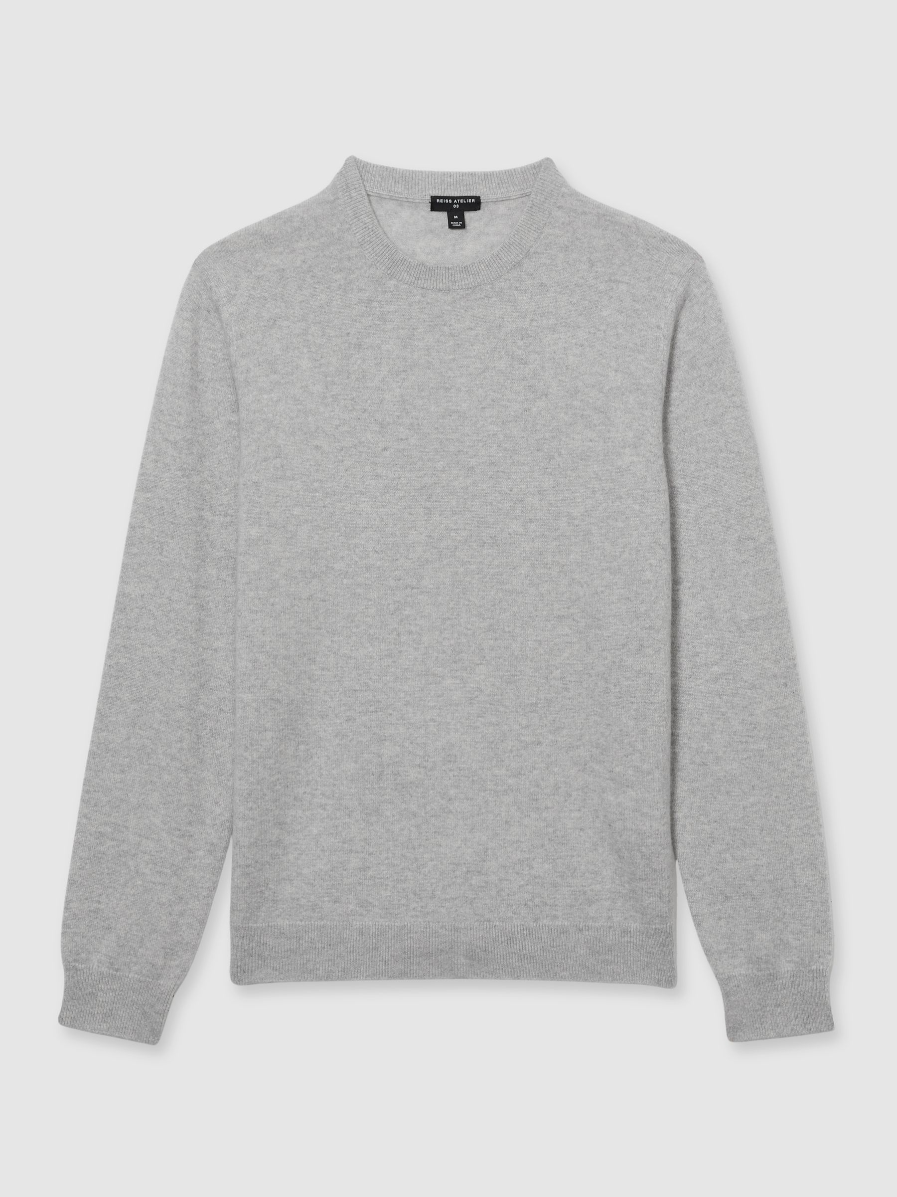 Atelier Cashmere Crew-Neck Jumper in Soft Grey Melange - Image 2 of 6