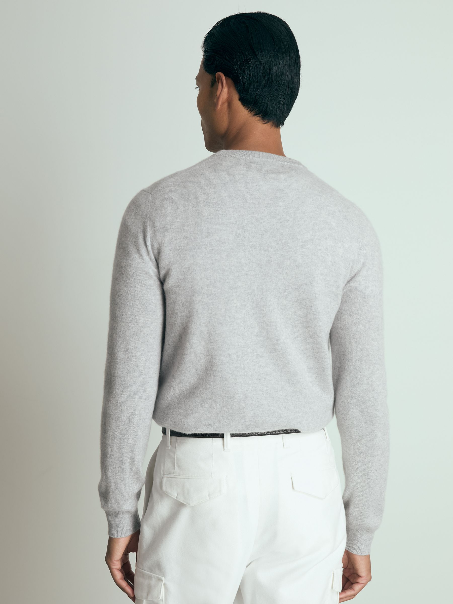 Atelier Cashmere Crew-Neck Jumper in Soft Grey Melange - Image 5 of 6