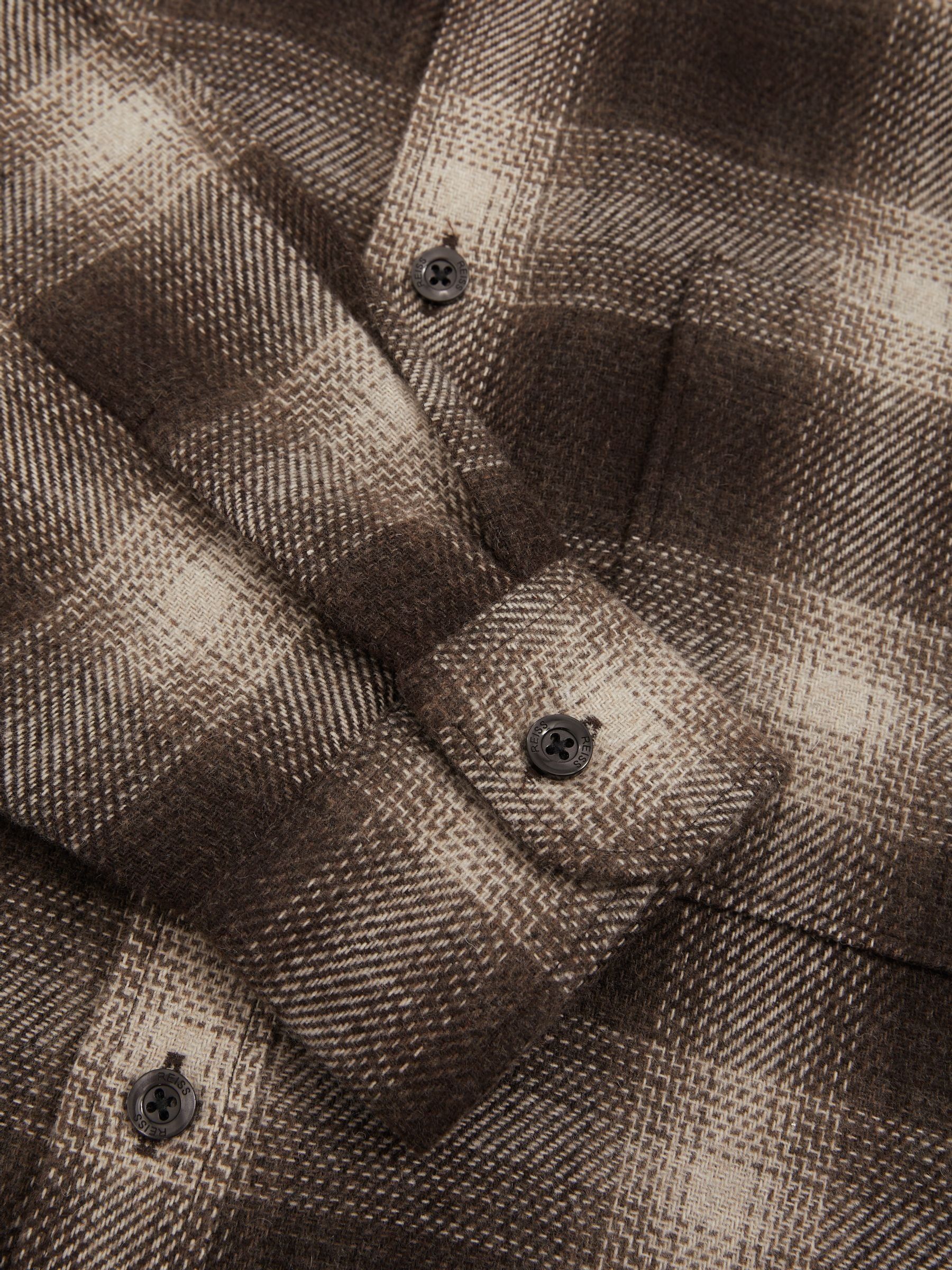 Check Patch-Pocket Overshirt With Wool in Brown Multi - Image 6 of 6