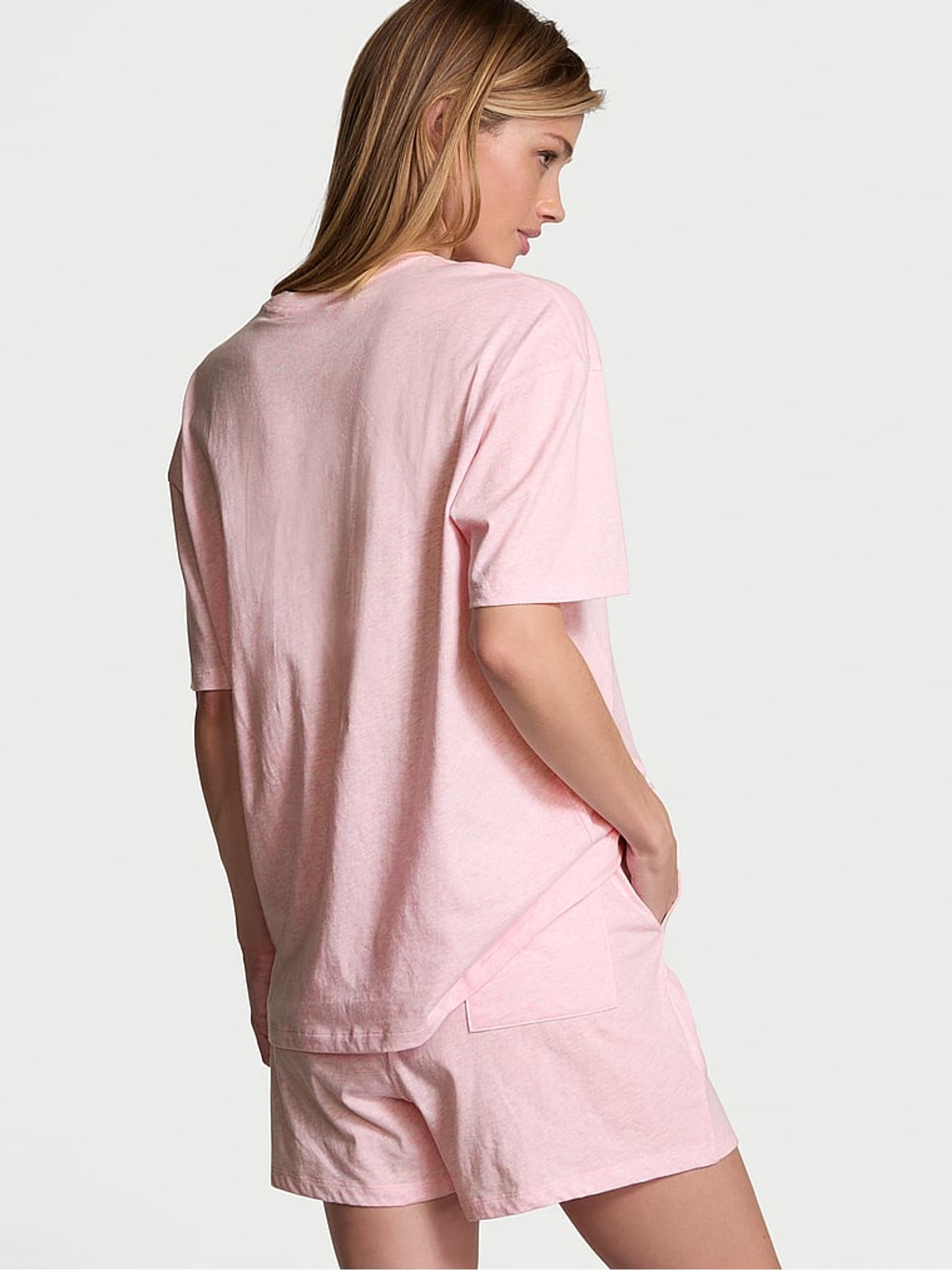 Pink W/ Rhinestone Graphic Cotton Short Pyjama Set - Image 2 of 3