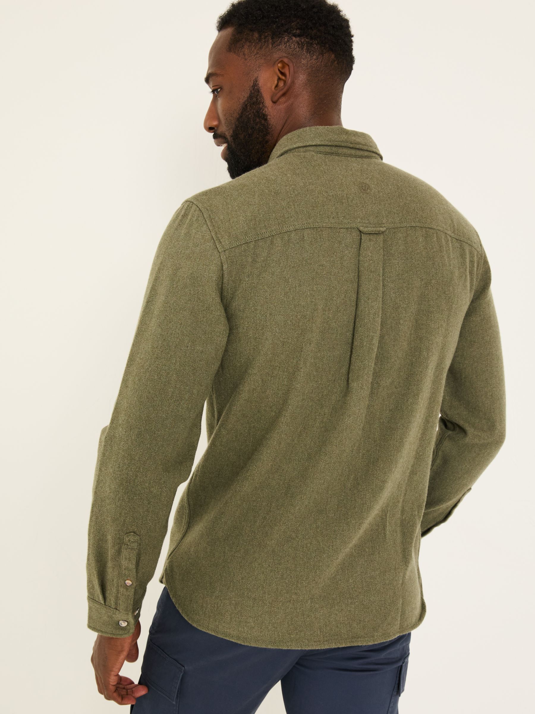 Khaki Green Long Sleeve Brushed Shirt - Image 2 of 5