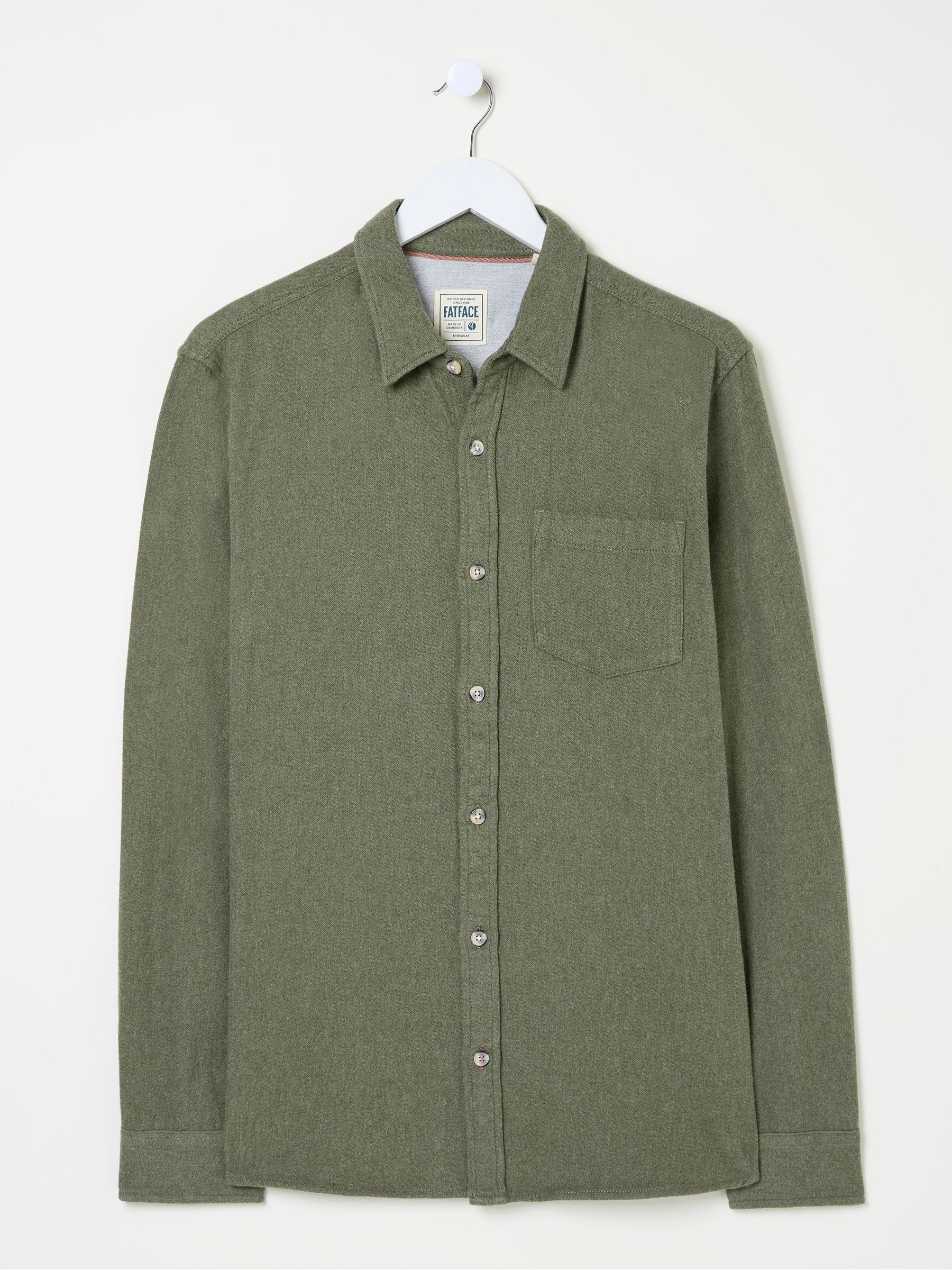 Khaki Green Long Sleeve Brushed Shirt - Image 5 of 5