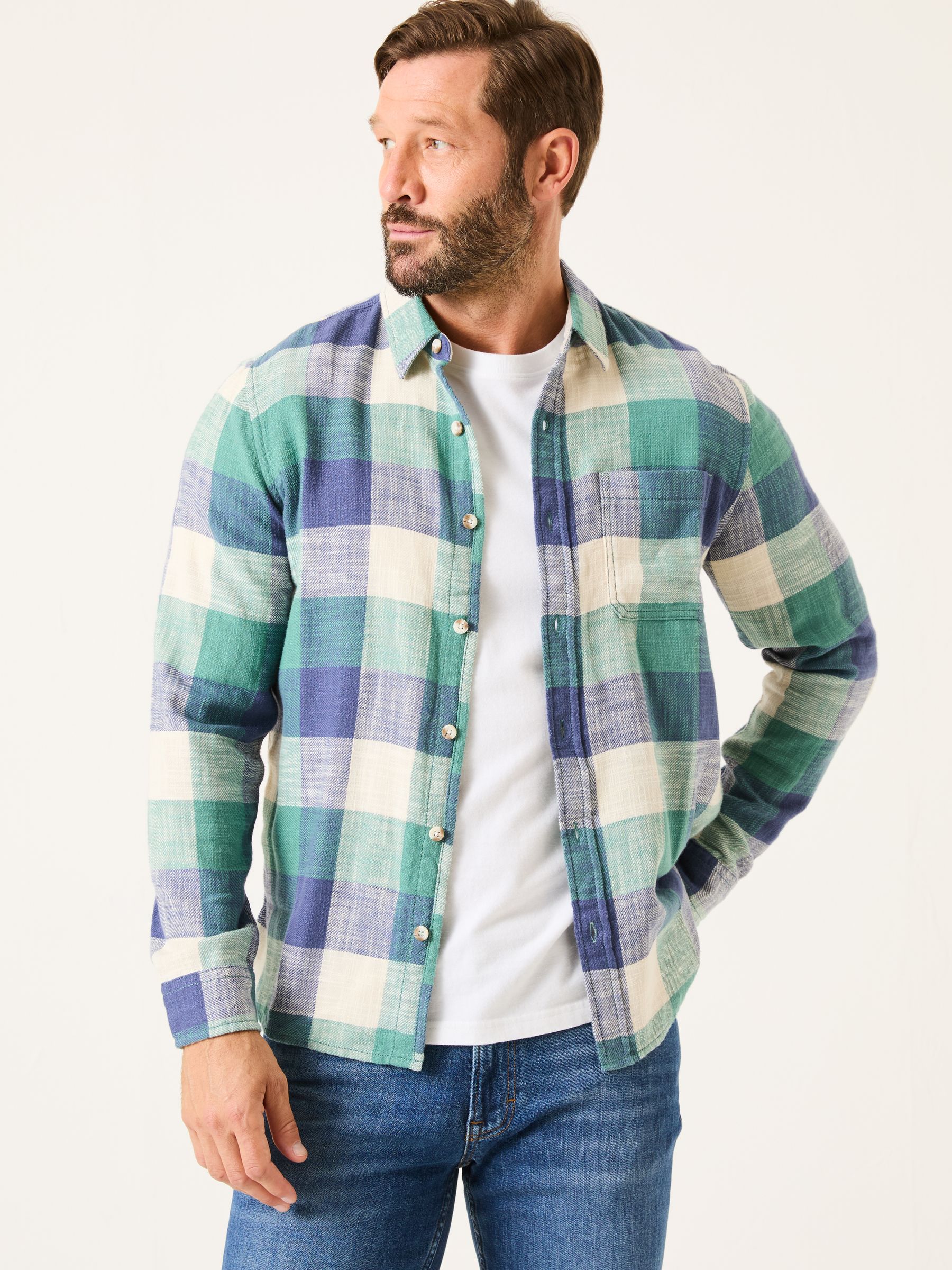 Neath Dusky Green Long Sleeve Check Shirt - Image 1 of 5