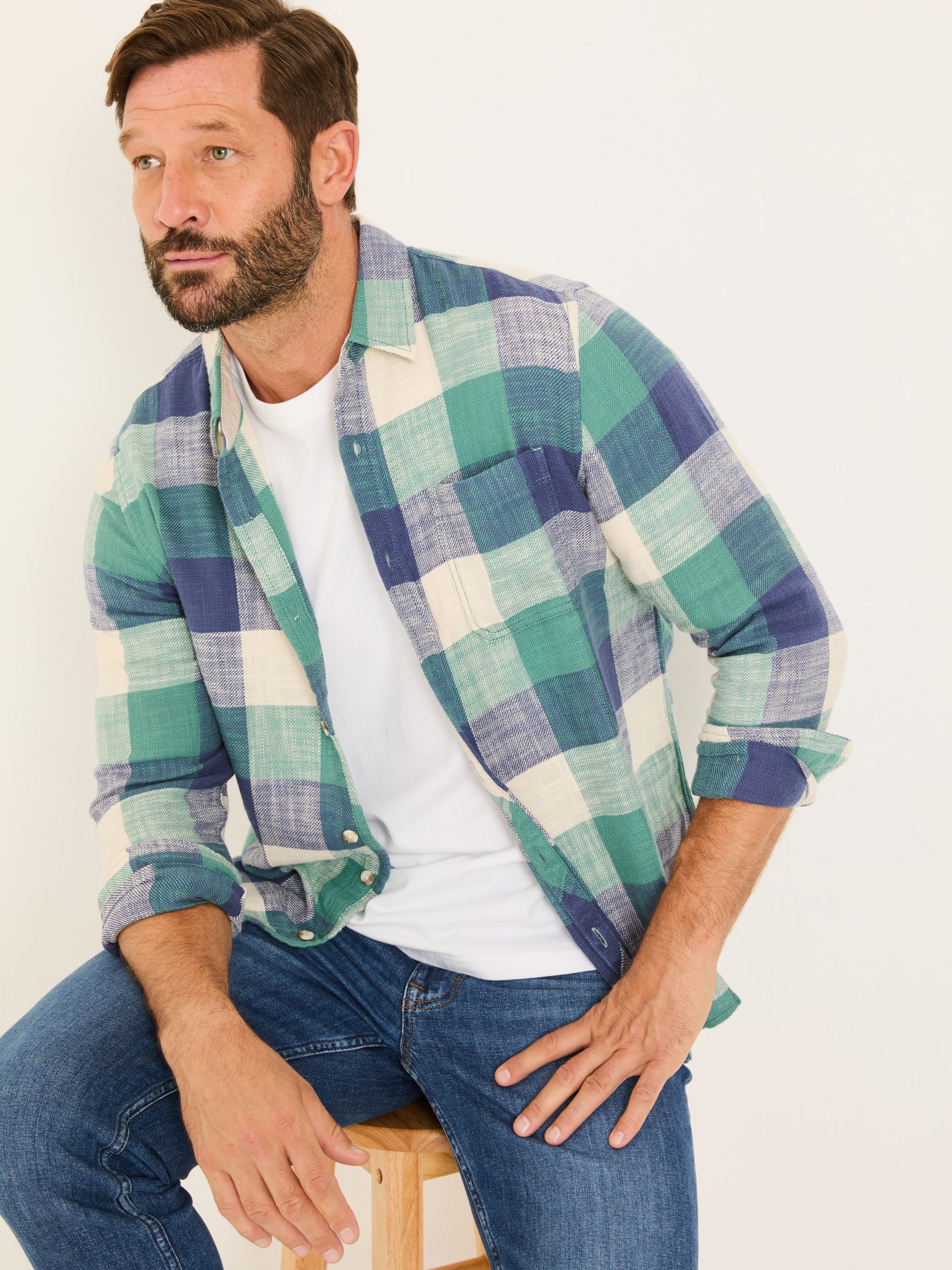 Neath Dusky Green Long Sleeve Check Shirt - Image 3 of 5