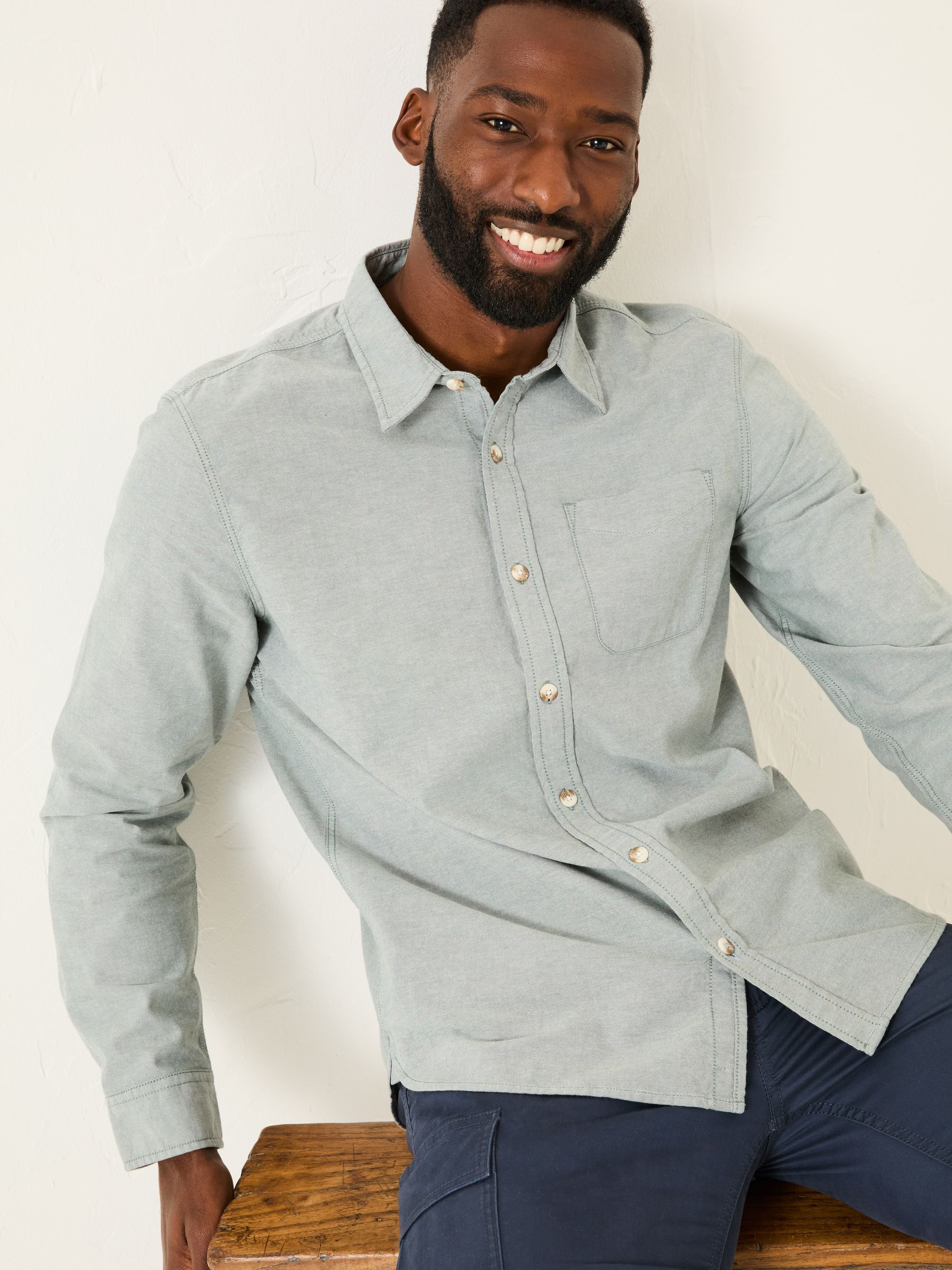 Dusky Green Long Sleeve Oxford Shirt - Image 3 of 5