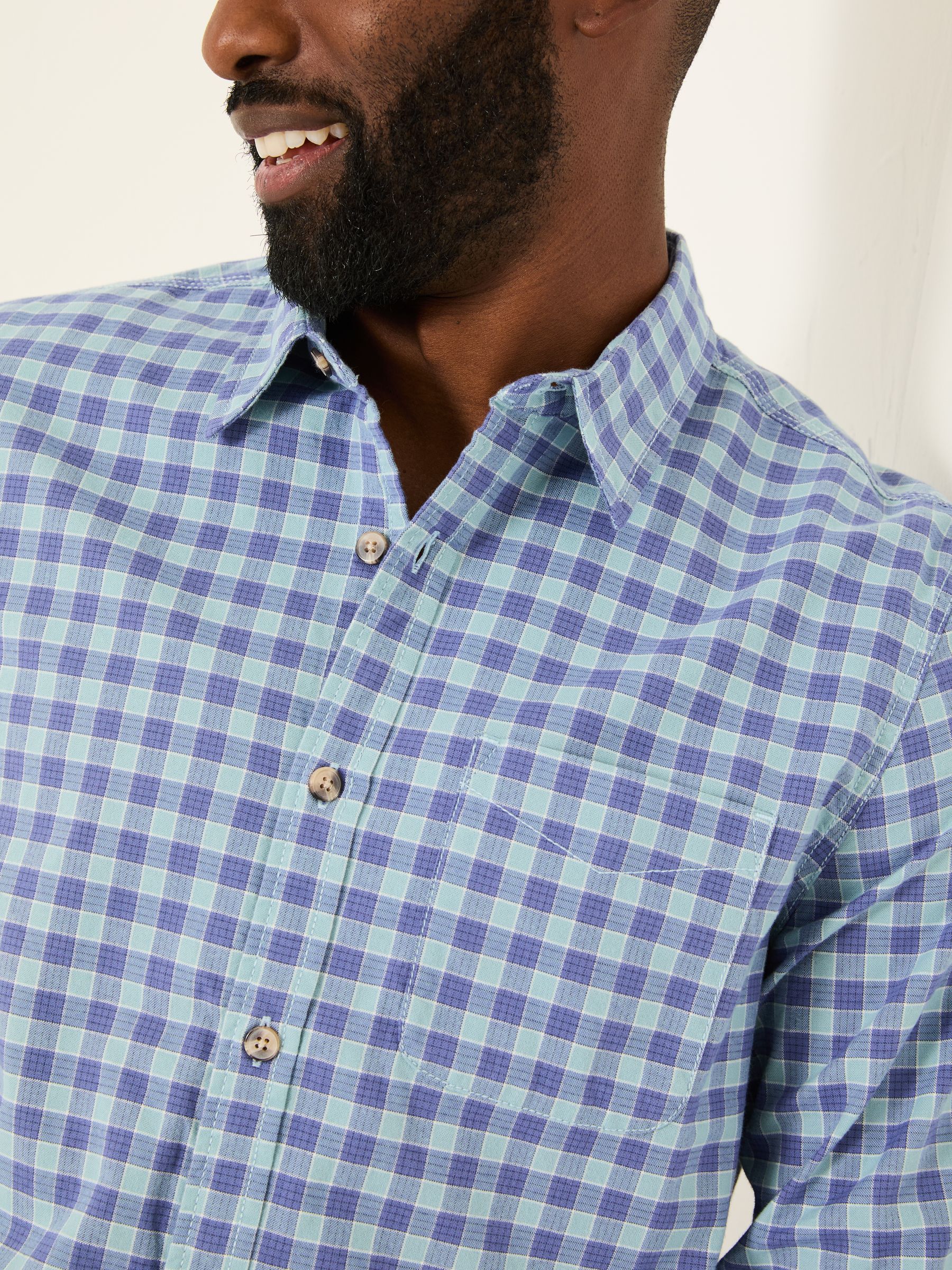 Sandy Light Vintage Blue Long Sleeve Check Shirt - Image 4 of 5