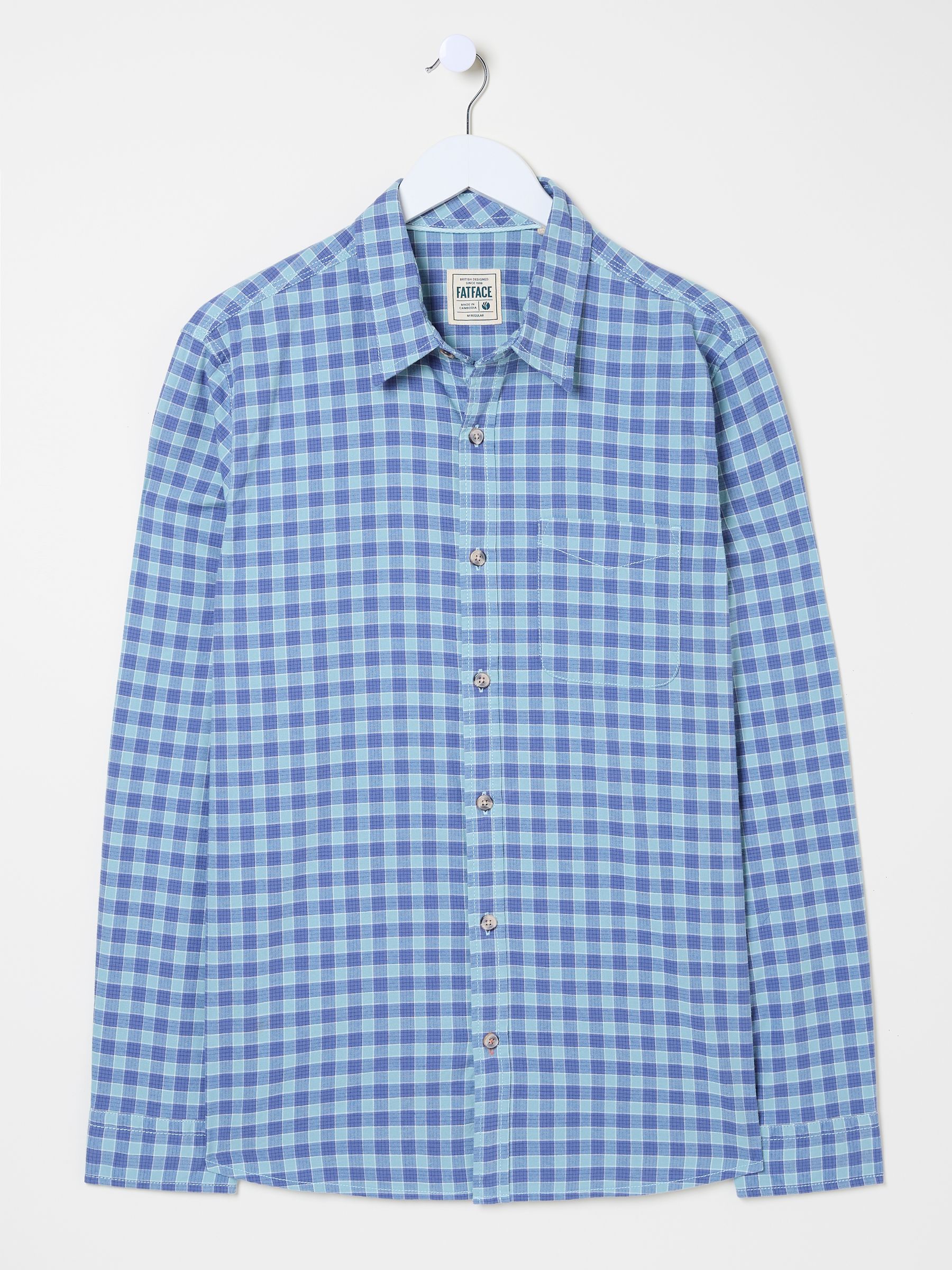 Sandy Light Vintage Blue Long Sleeve Check Shirt | FatFace
