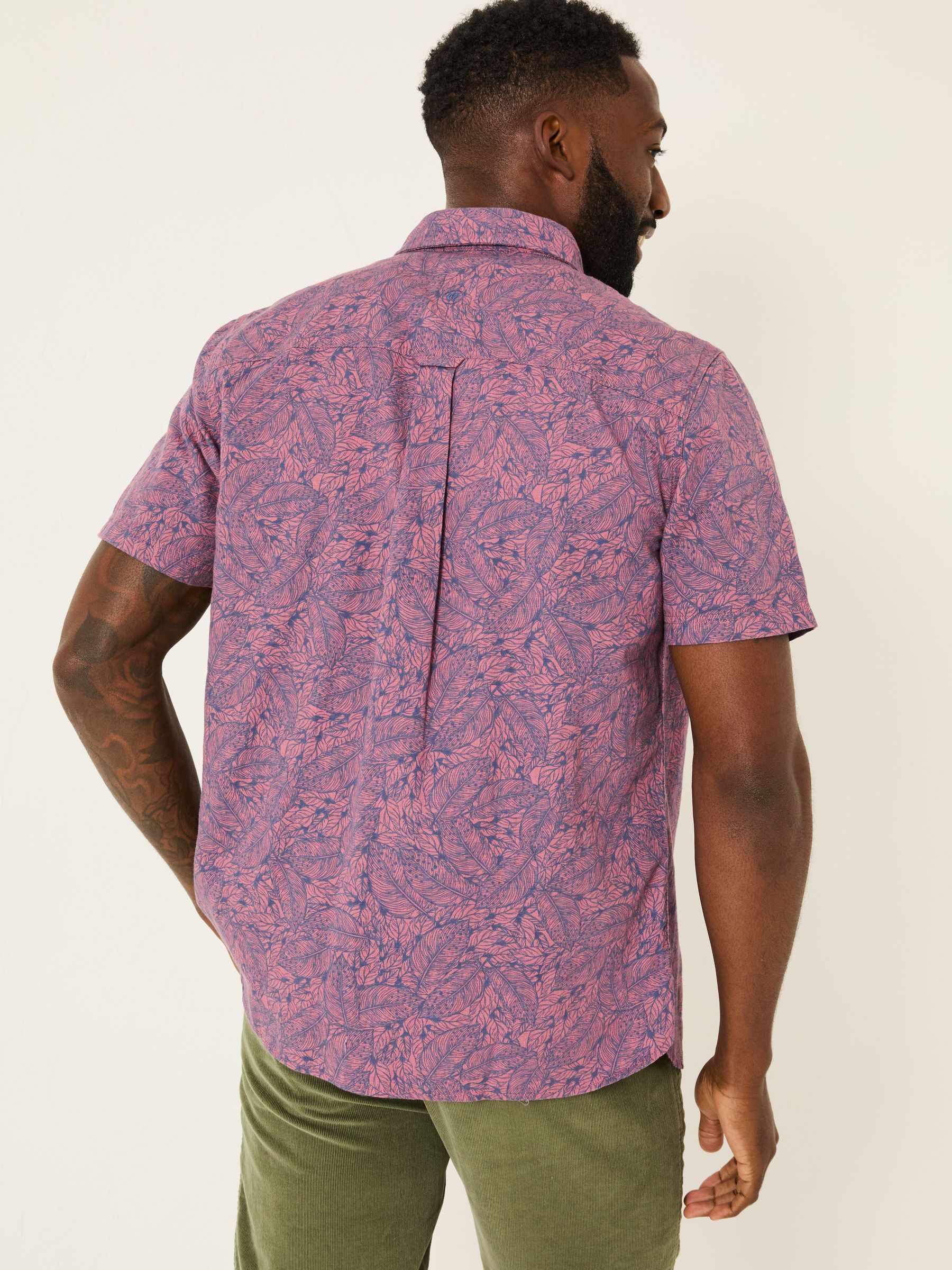Pink Leaves Print Short Sleeve Shirt - Image 2 of 5