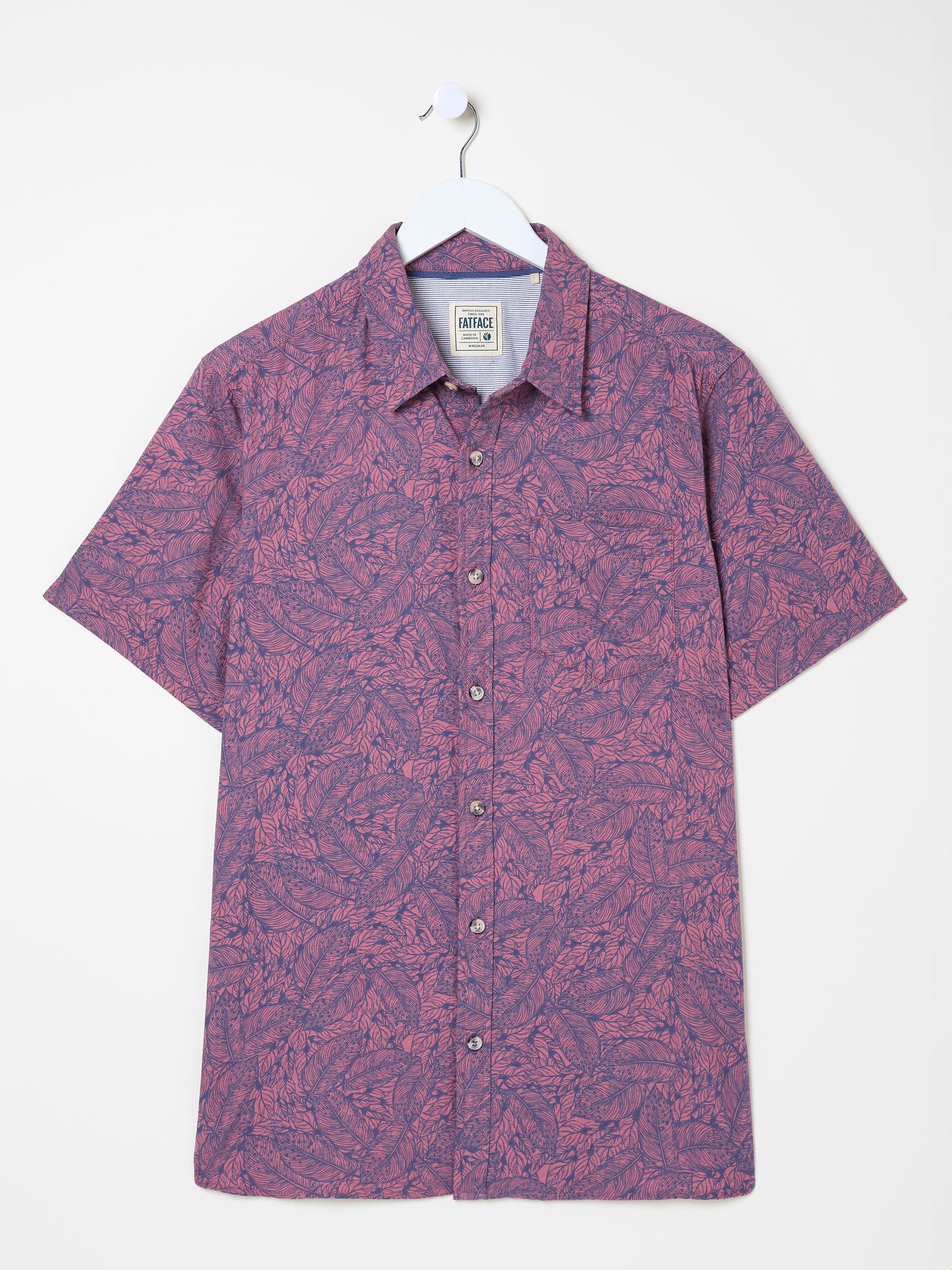 Pink Leaves Print Short Sleeve Shirt - Image 5 of 5