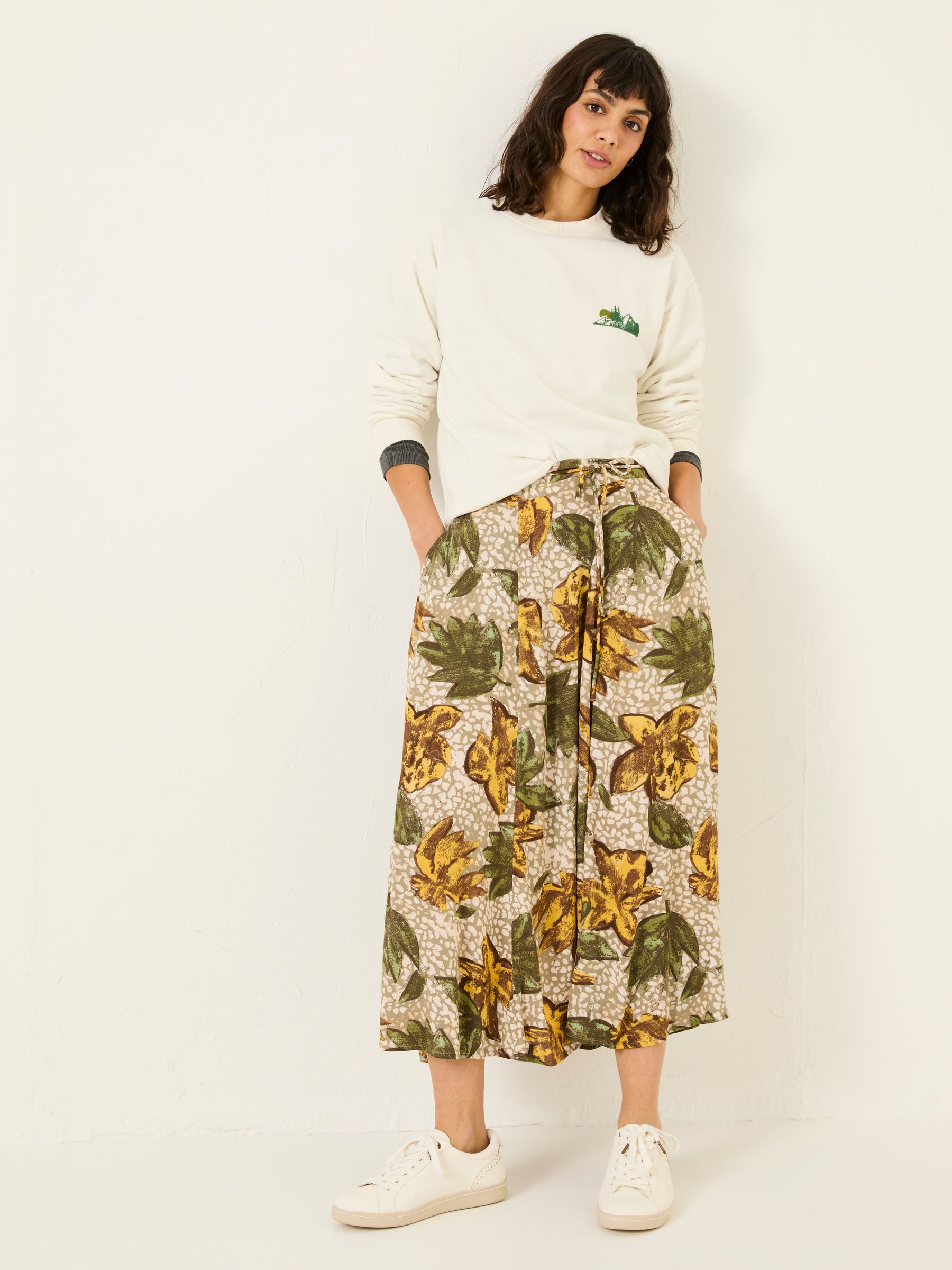 Amelie Natural Wilding Leaves Midi Skirt - Image 2 of 8