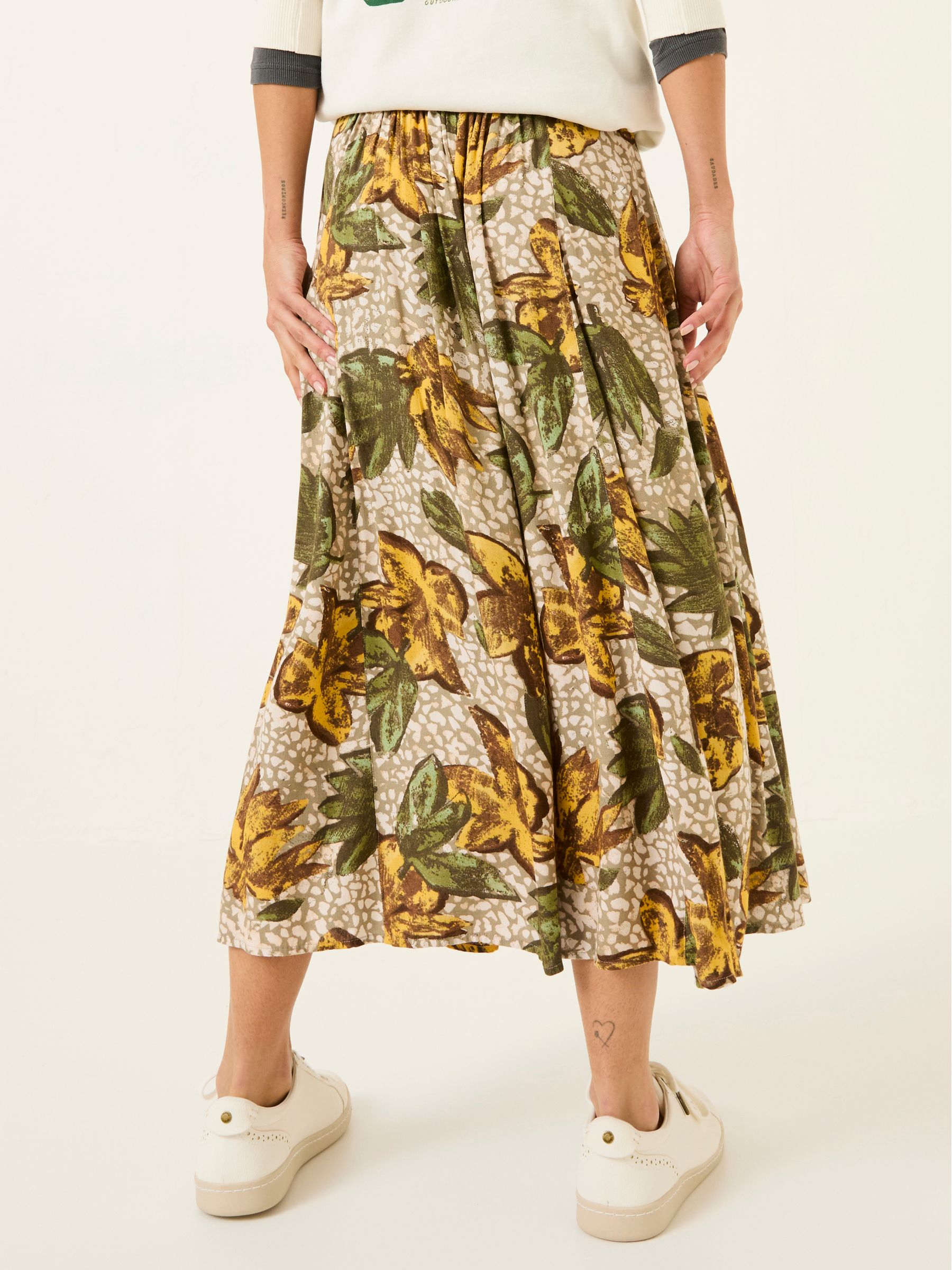 Amelie Natural Wilding Leaves Midi Skirt - Image 3 of 8