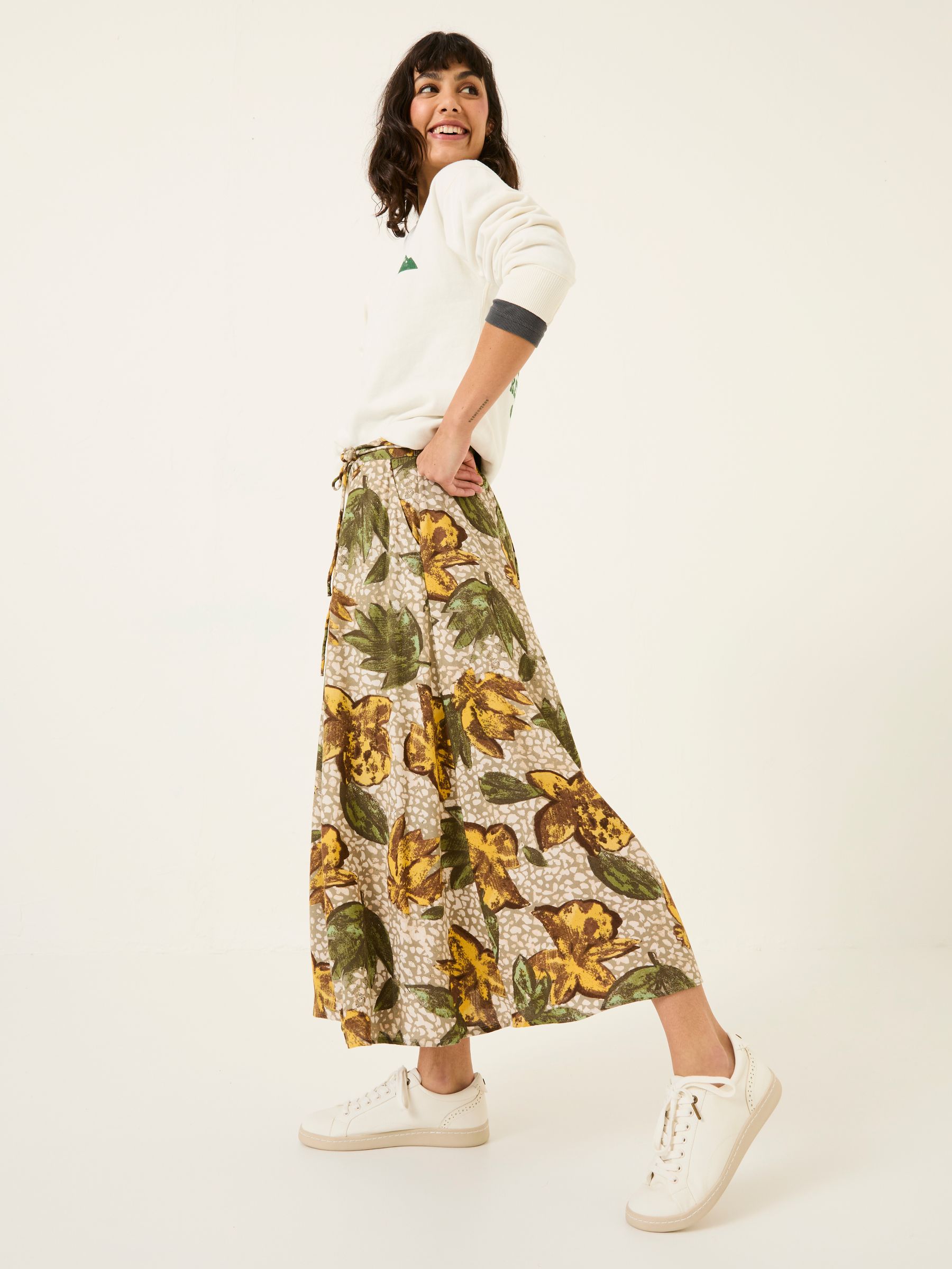 Amelie Natural Wilding Leaves Midi Skirt - Image 4 of 8