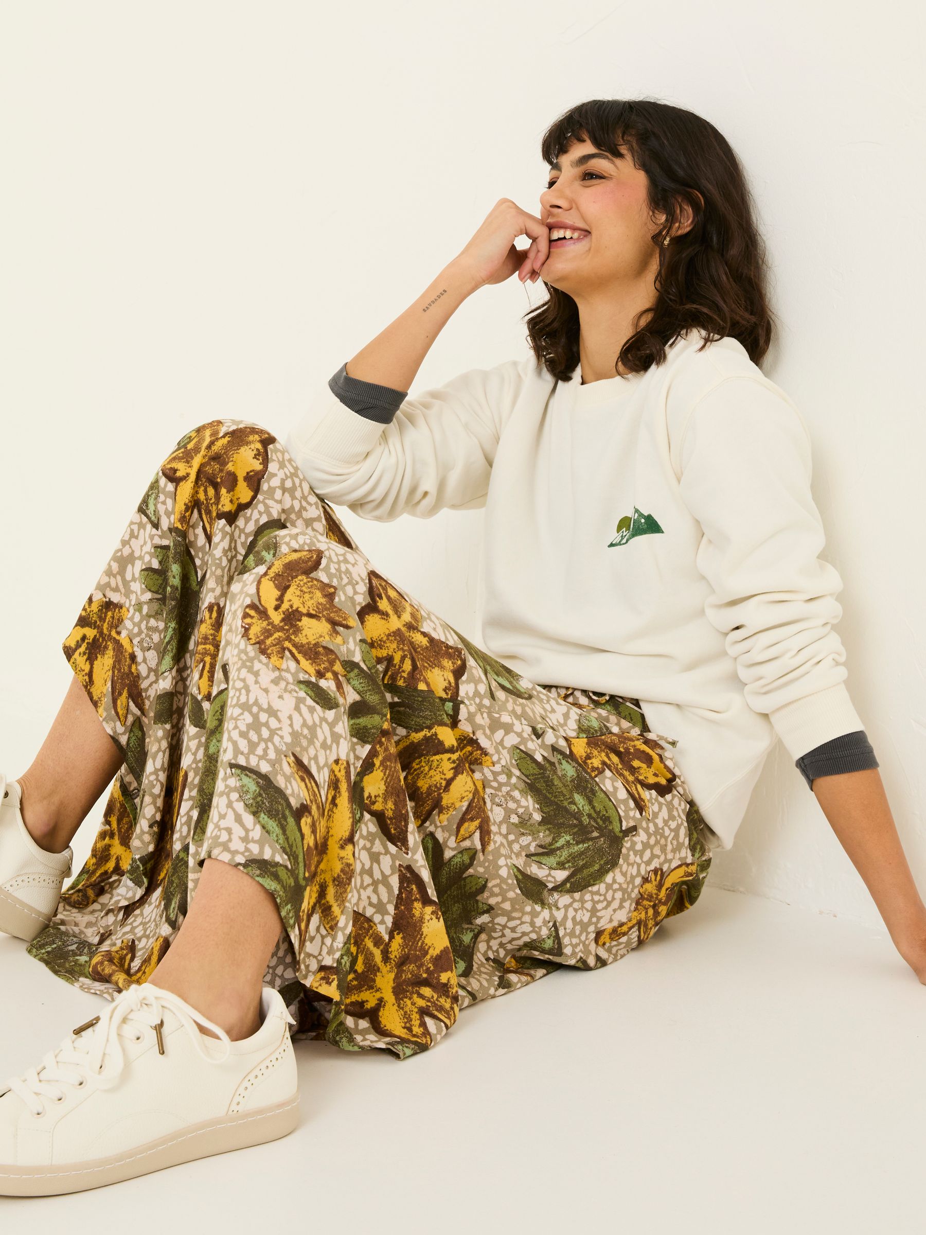 Amelie Natural Wilding Leaves Midi Skirt - Image 5 of 8