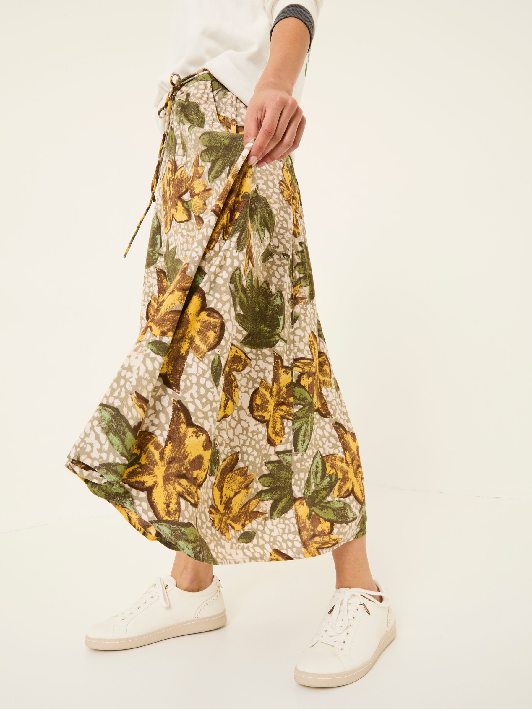 Amelie Natural Wilding Leaves Midi Skirt - Image 6 of 8
