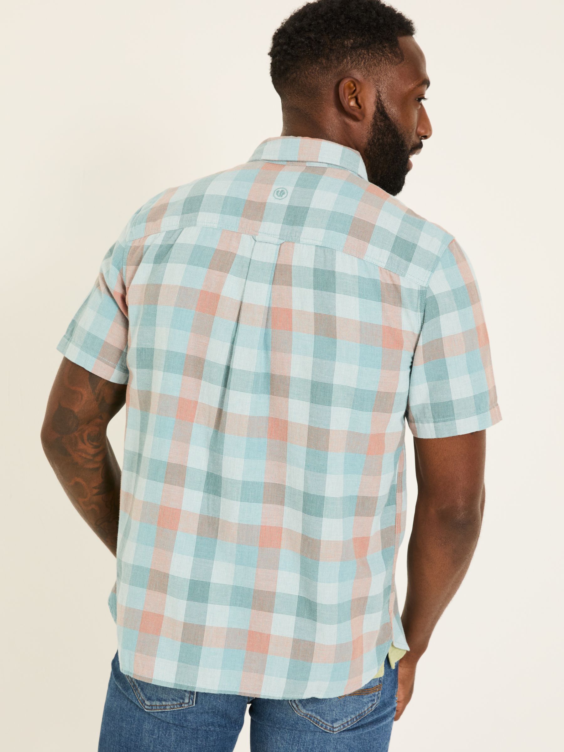 Pale Blue Short Sleeve Port Check Shirt - Image 2 of 5