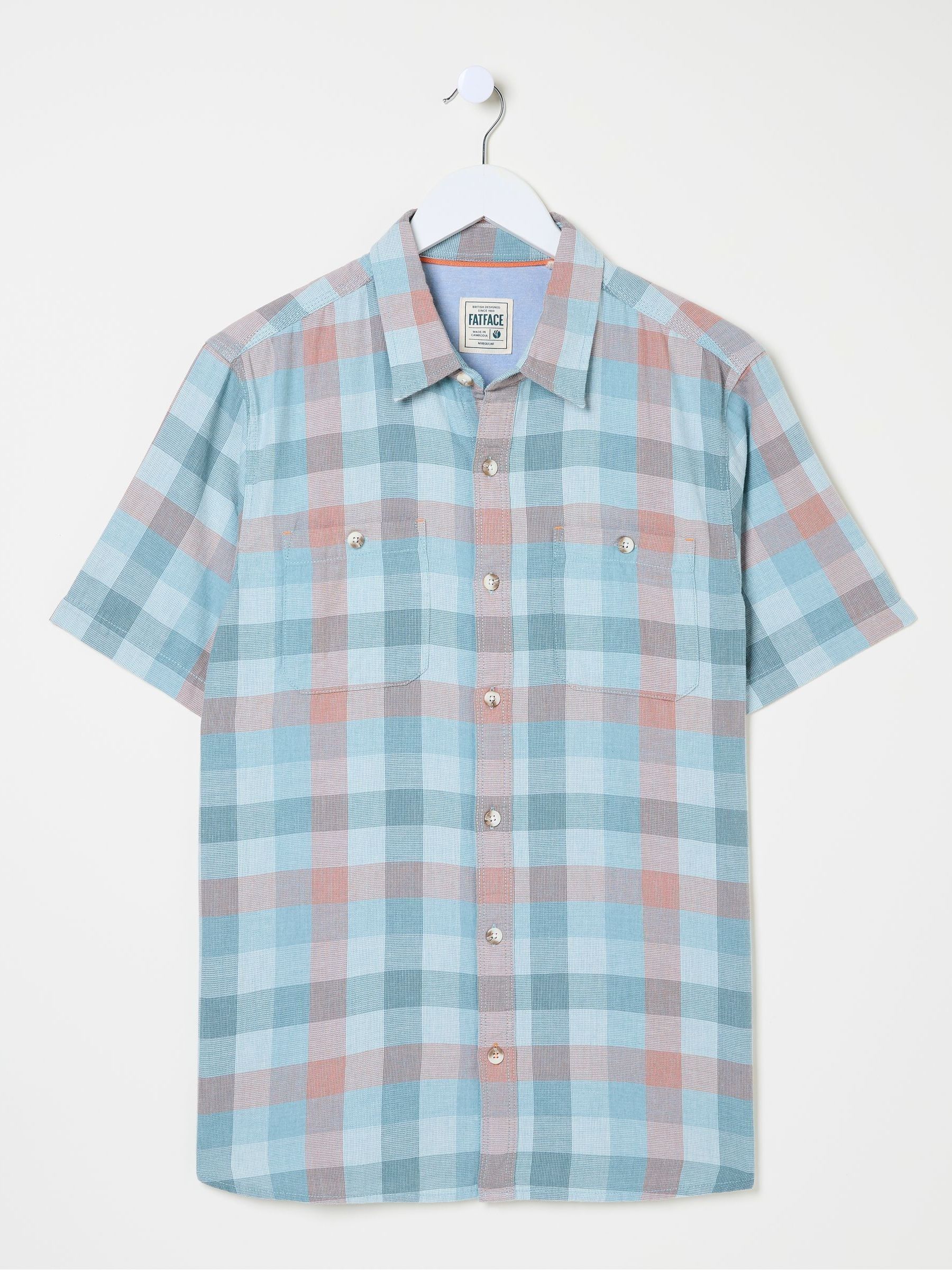 Pale Blue Short Sleeve Port Check Shirt - Image 5 of 5
