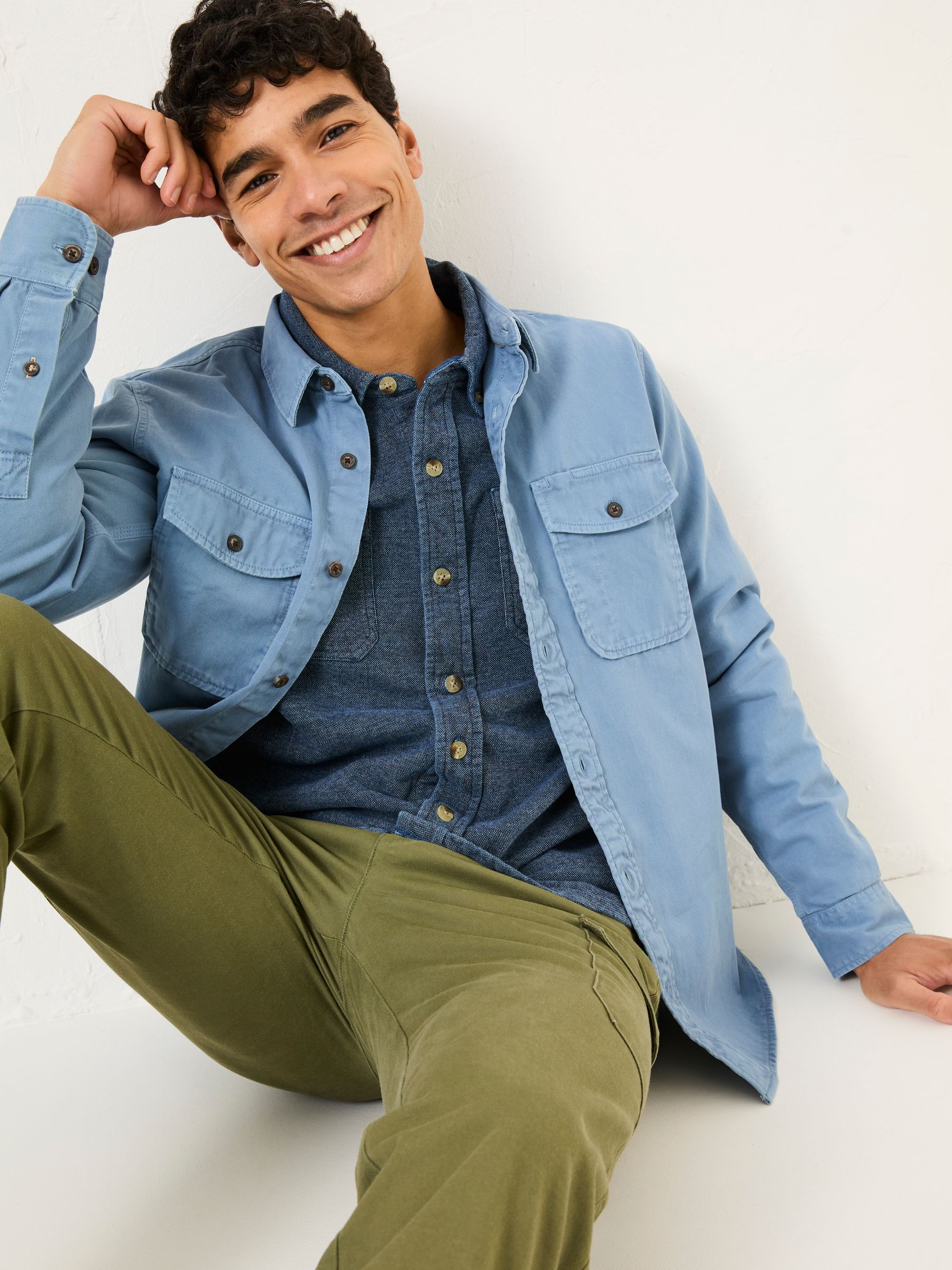Filey Blue Long Sleeve Plain Shirt - Image 4 of 7