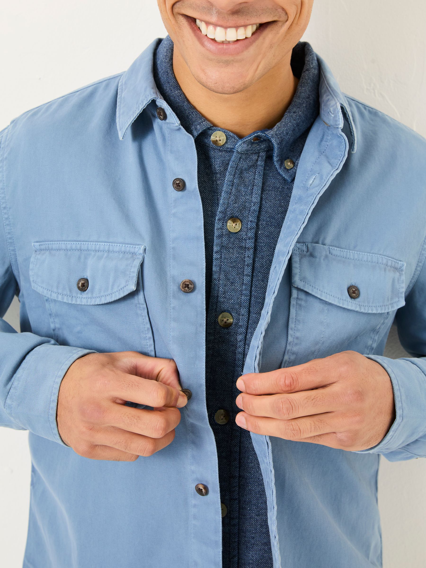 Filey Blue Long Sleeve Plain Shirt - Image 5 of 7