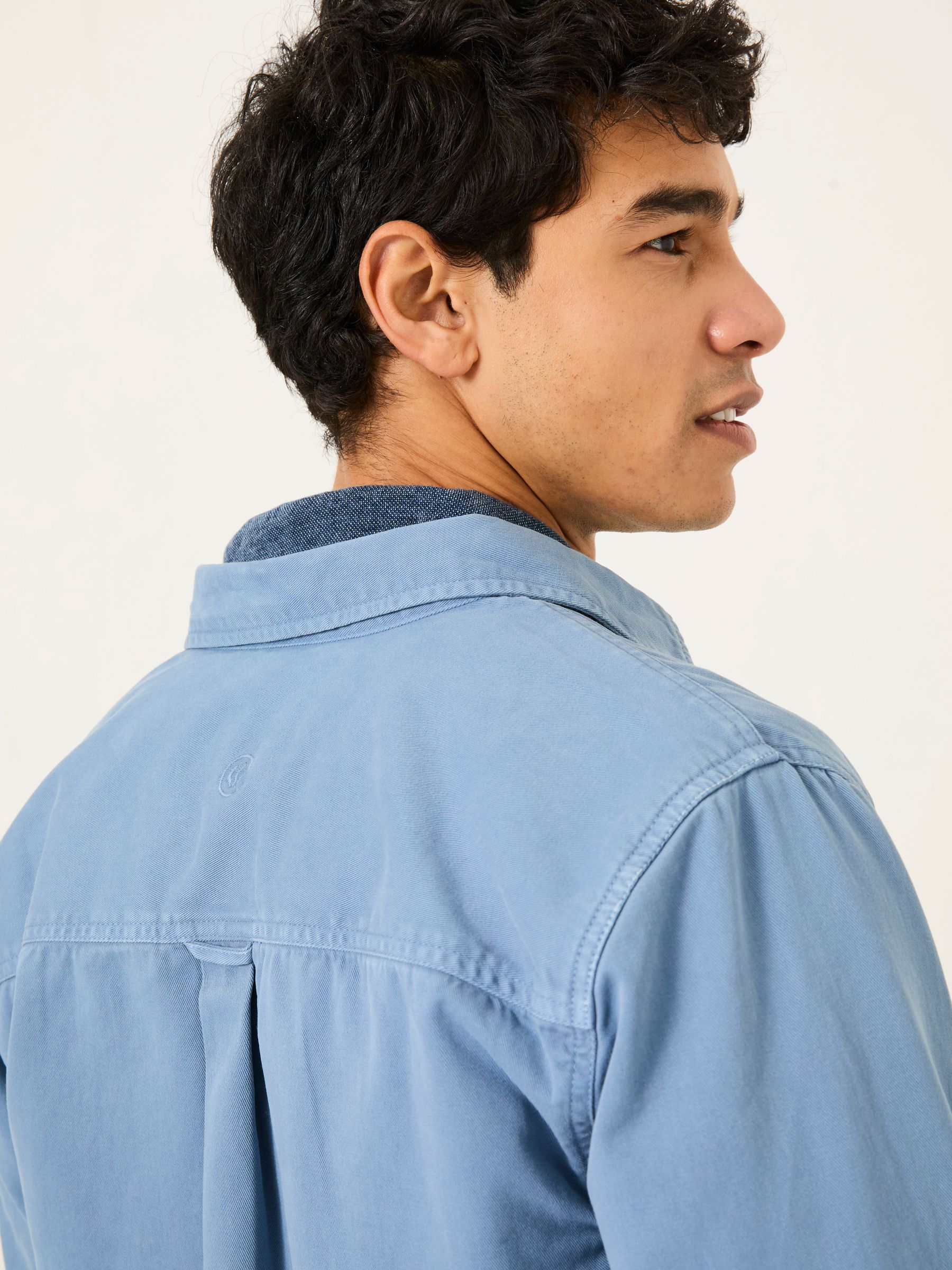 Filey Blue Long Sleeve Plain Shirt - Image 6 of 7