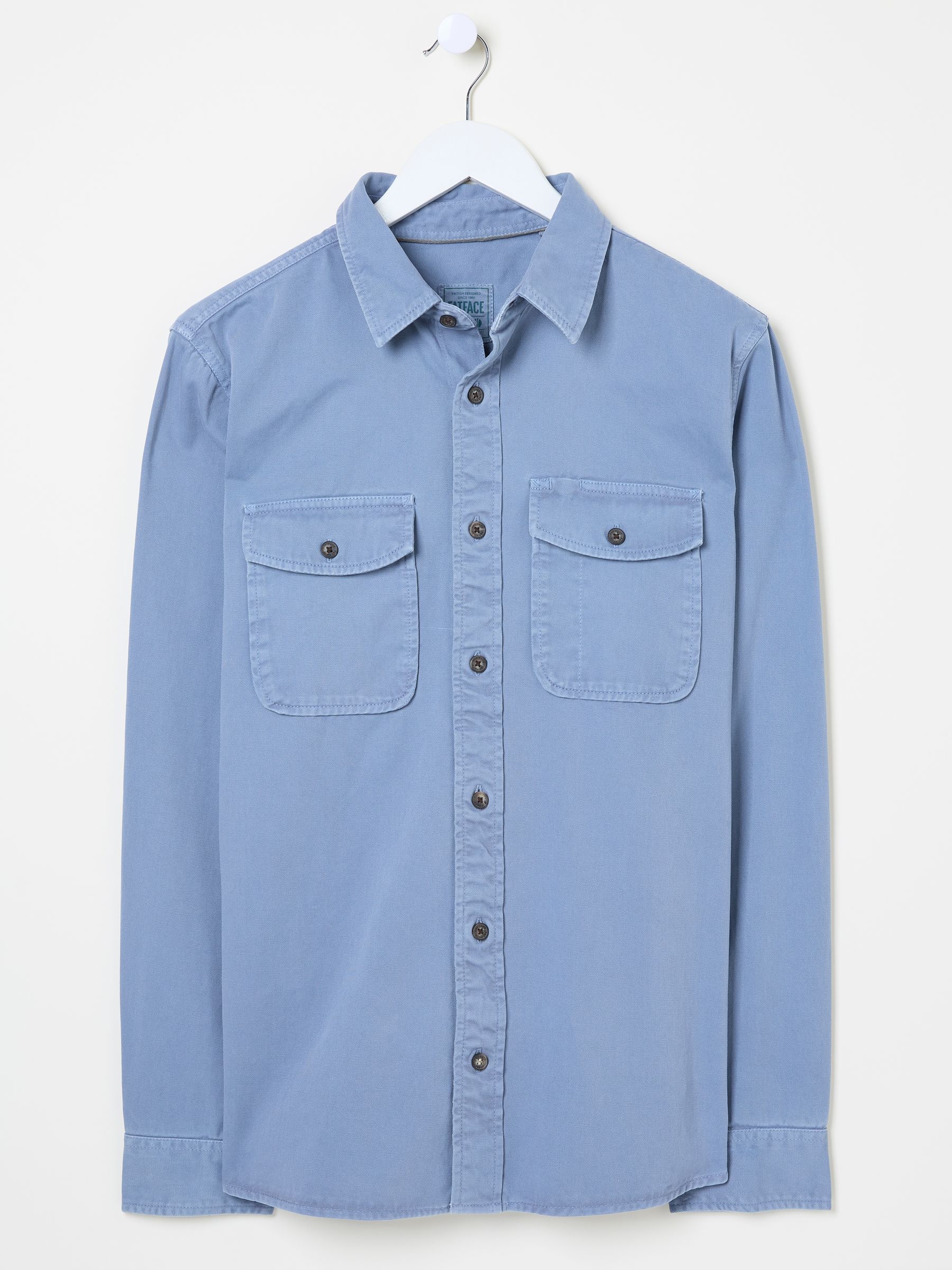 Filey Blue Long Sleeve Plain Shirt - Image 7 of 7