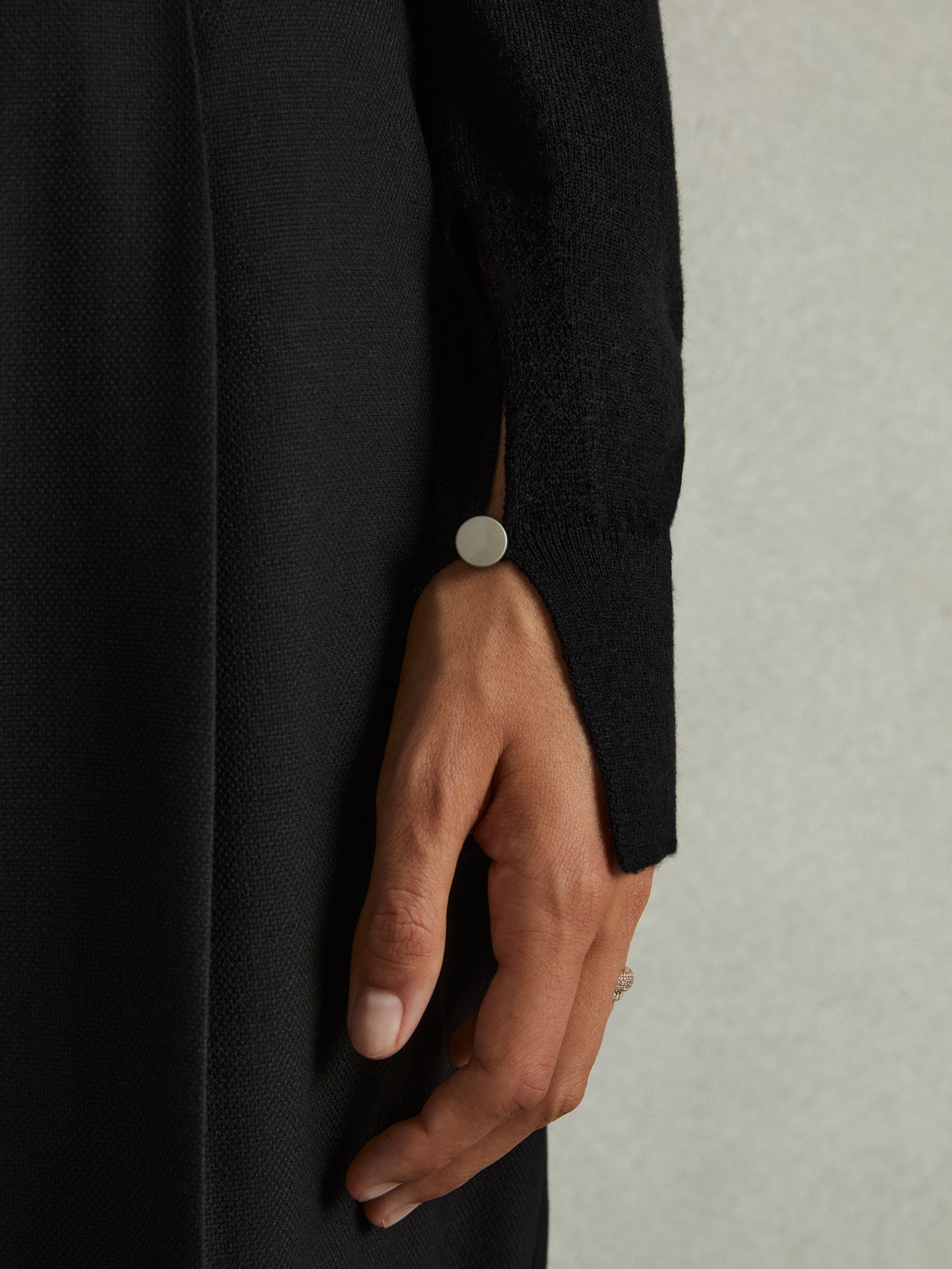 Merino Wool Roll Neck Jumper in Black - Image 4 of 6