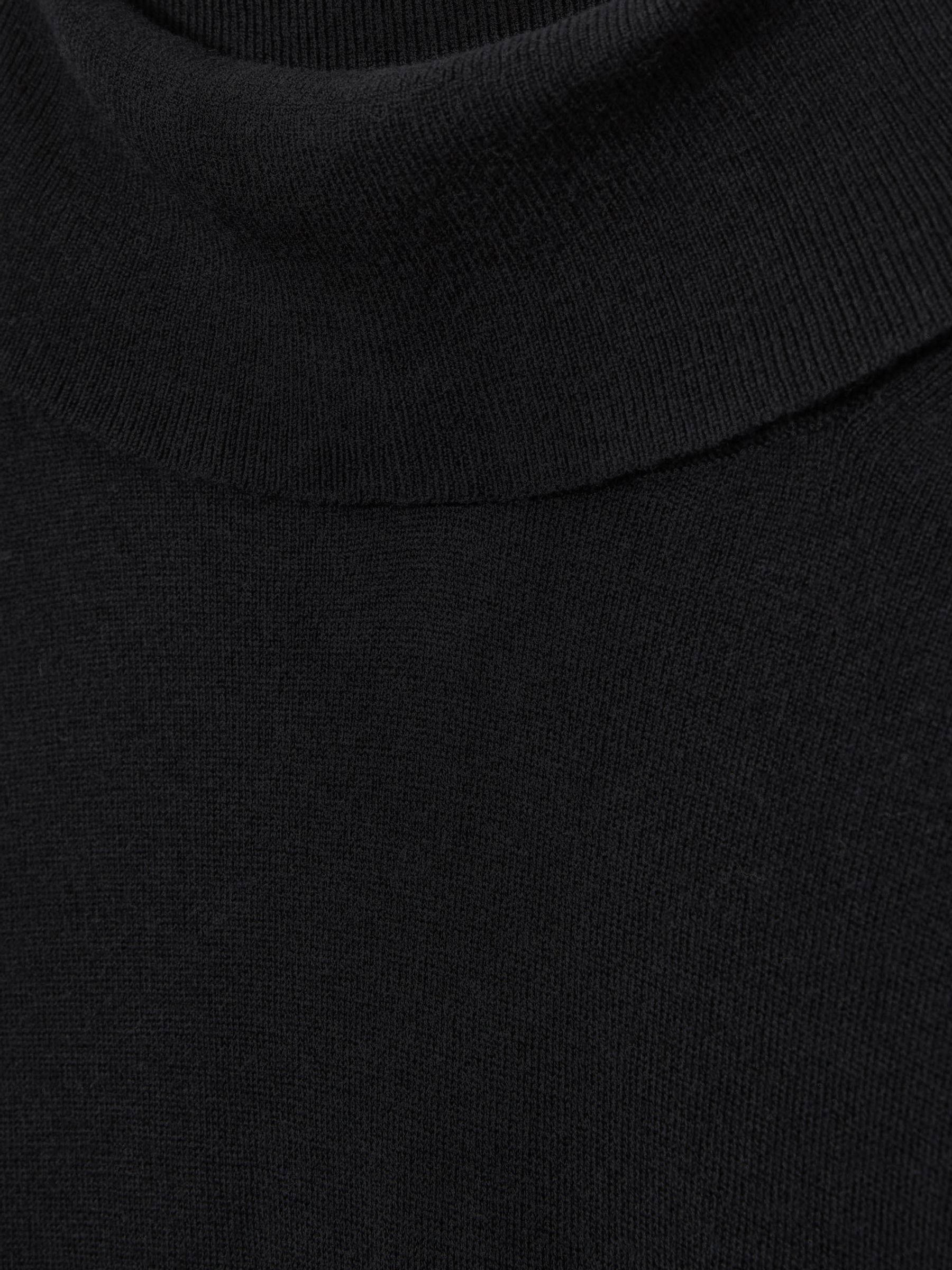Merino Wool Roll Neck Jumper in Black - Image 6 of 6