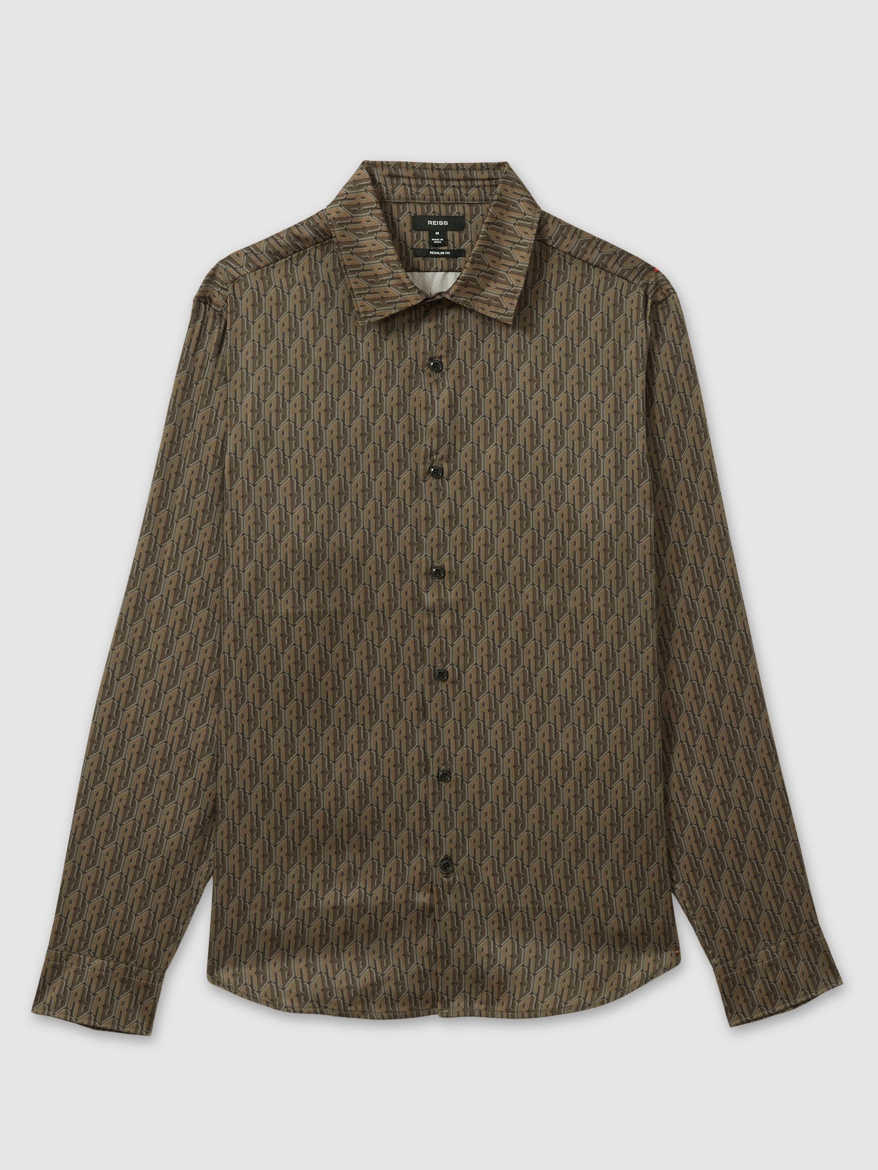Monogram-Print Twill Shirt in Dark Brown - Image 2 of 6