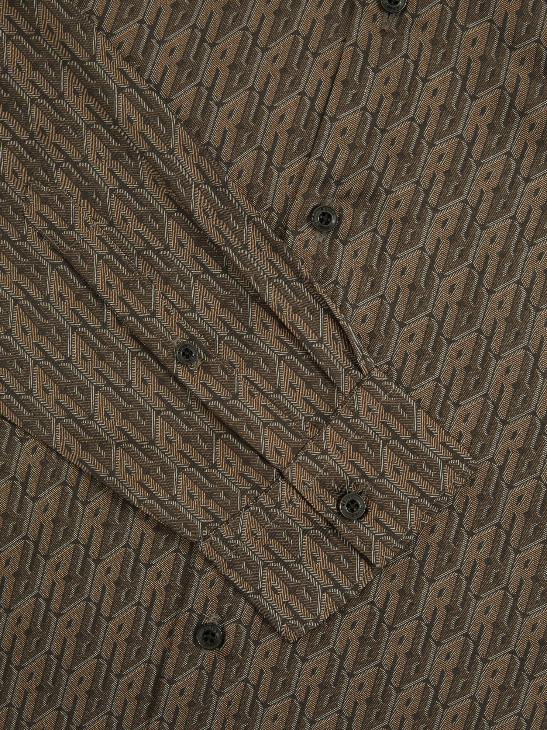 Monogram-Print Twill Shirt in Dark Brown - Image 6 of 6