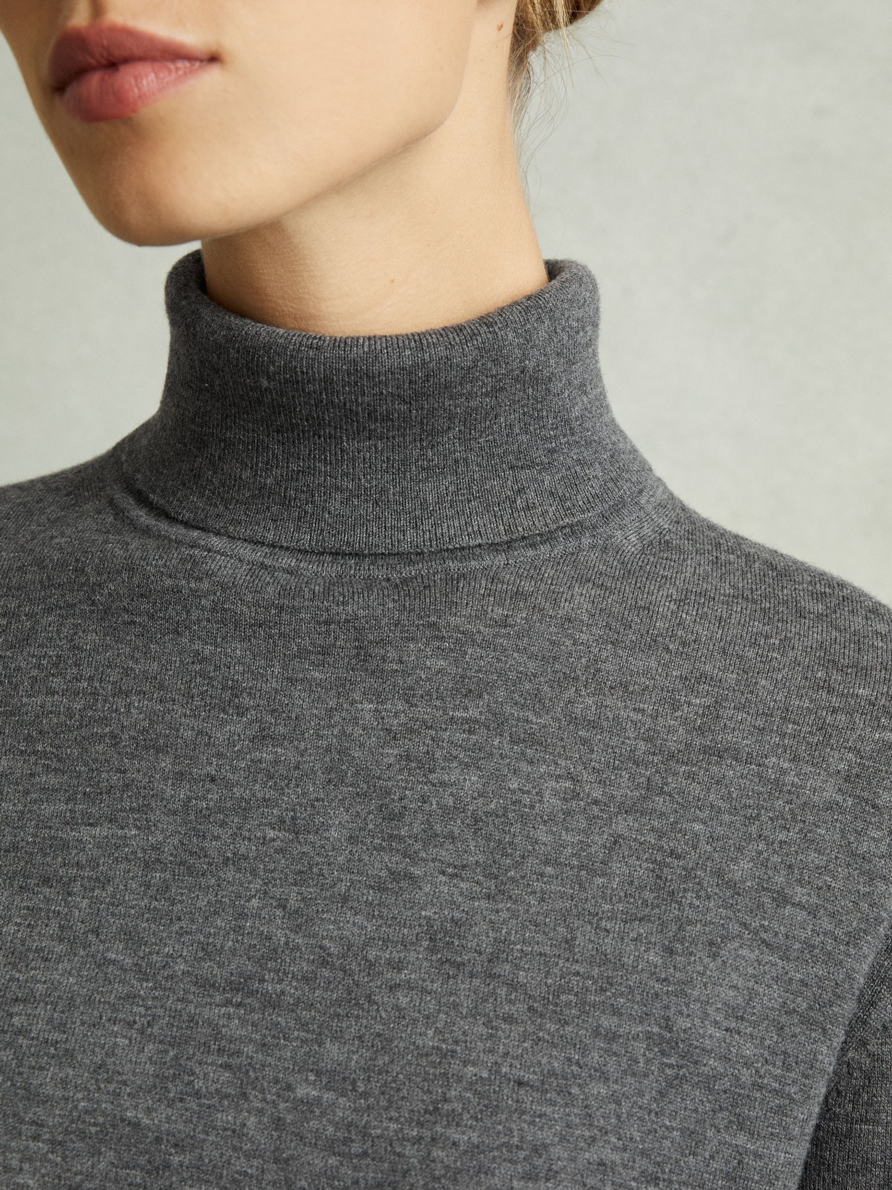 Merino Wool Roll Neck Jumper in Charcoal - Image 3 of 6