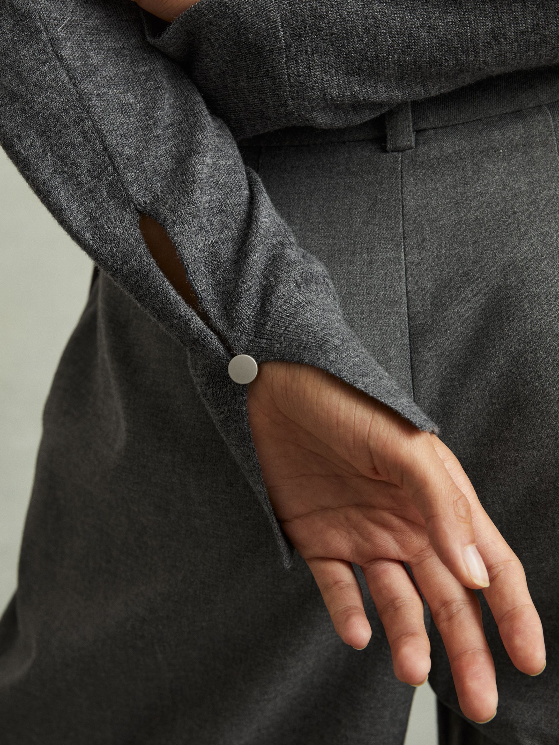 Merino Wool Roll Neck Jumper in Charcoal - Image 4 of 6