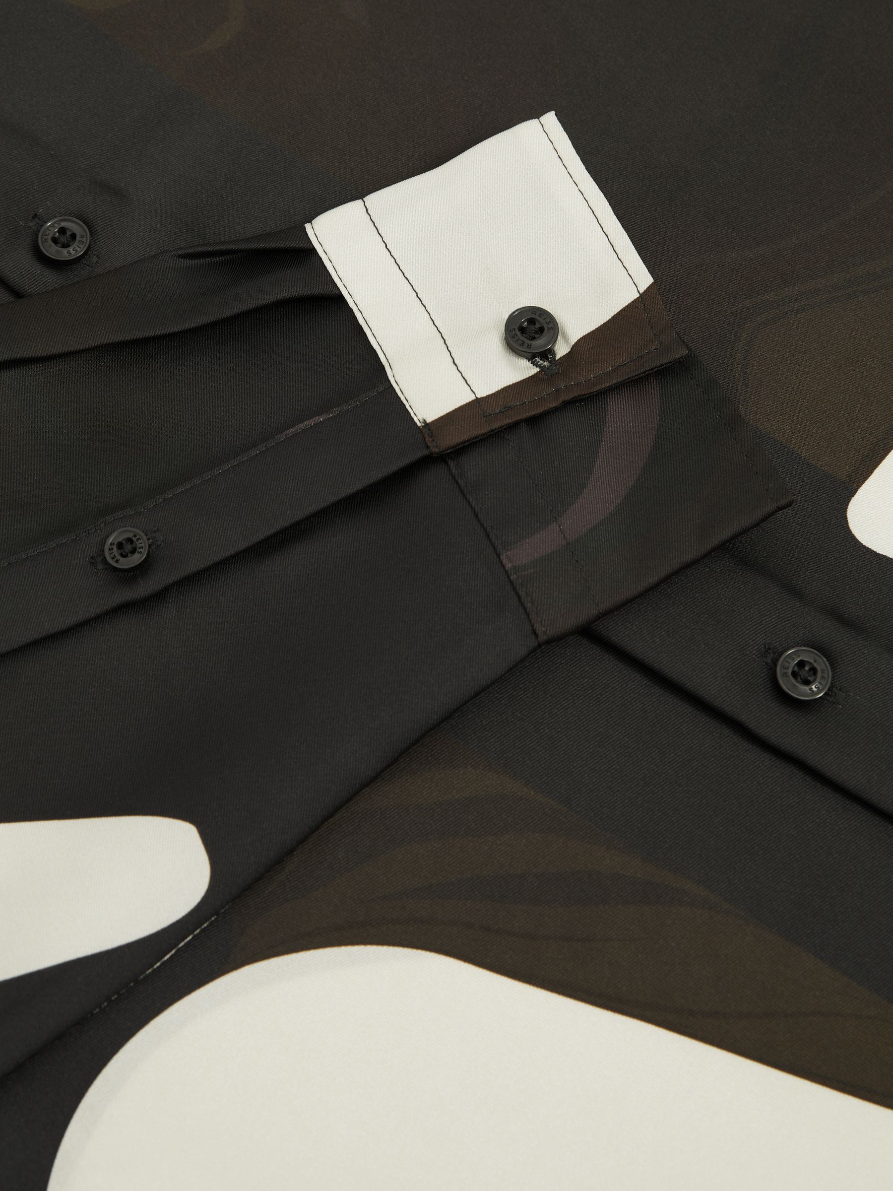 Abstract-Print Poplin Shirt in Chocolate Brown - Image 7 of 7