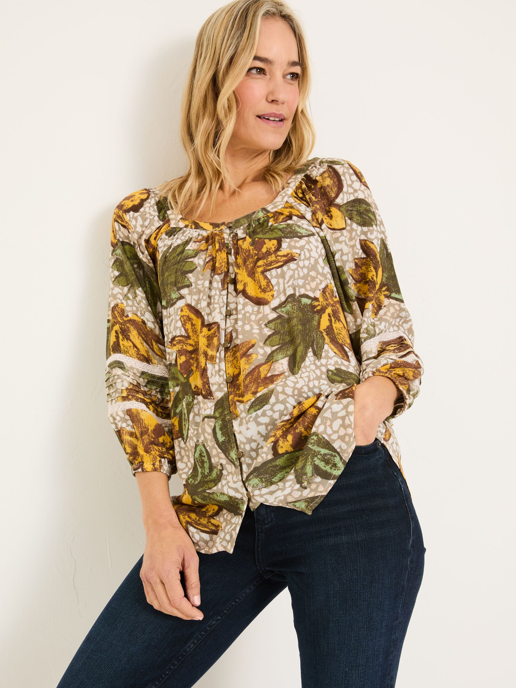Caitlin Natural Wilding Leaves Tunic - Image 1 of 5