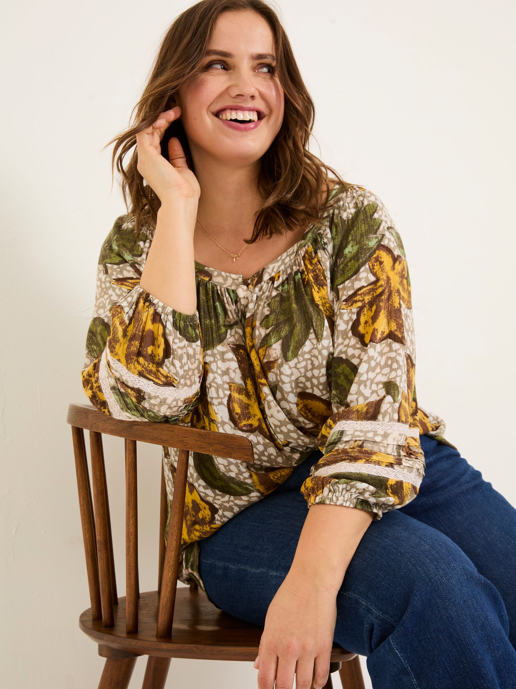 Caitlin Natural Wilding Leaves Tunic - Image 8 of 10