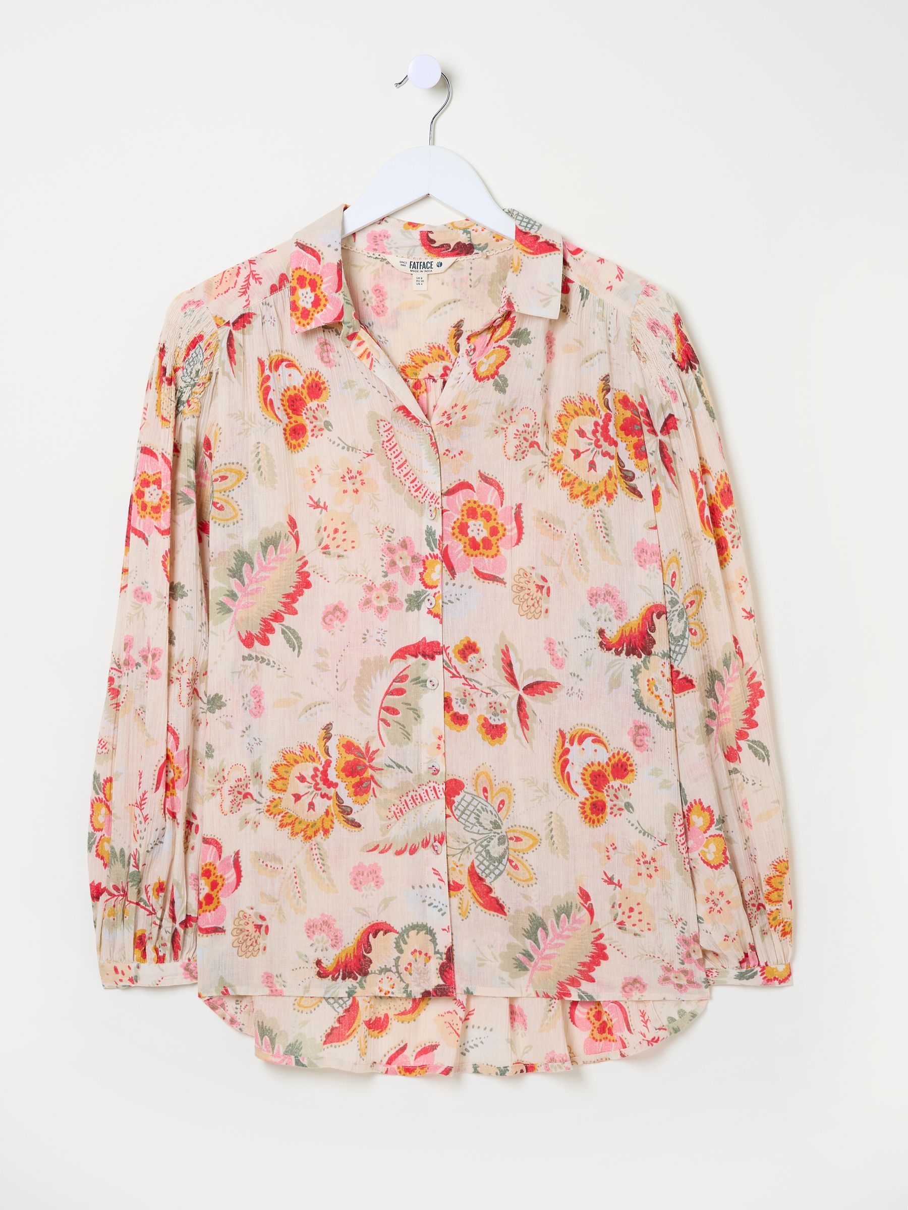 Ebby Cream Historical Floral 100% Cotton Blouse - Image 9 of 10