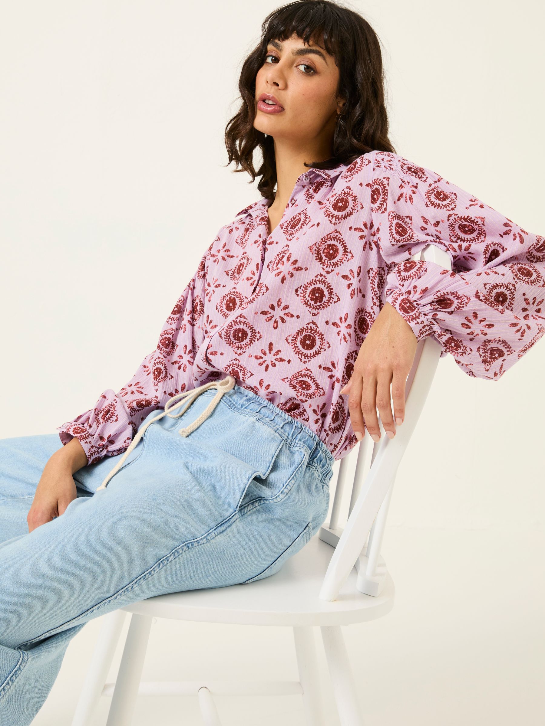 Ebby Heather Purple 100% Cotton Blouse - Image 4 of 9