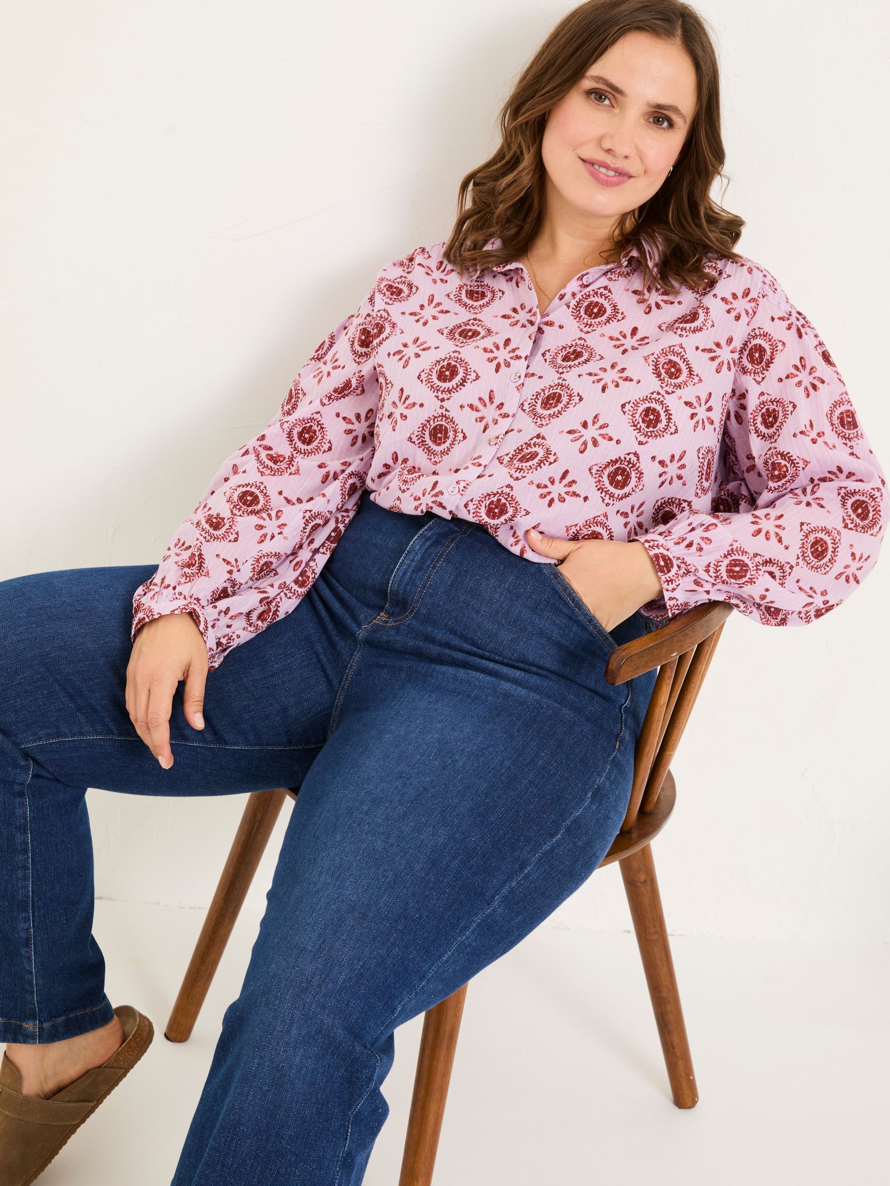 Ebby Heather Purple 100% Cotton Blouse - Image 6 of 9