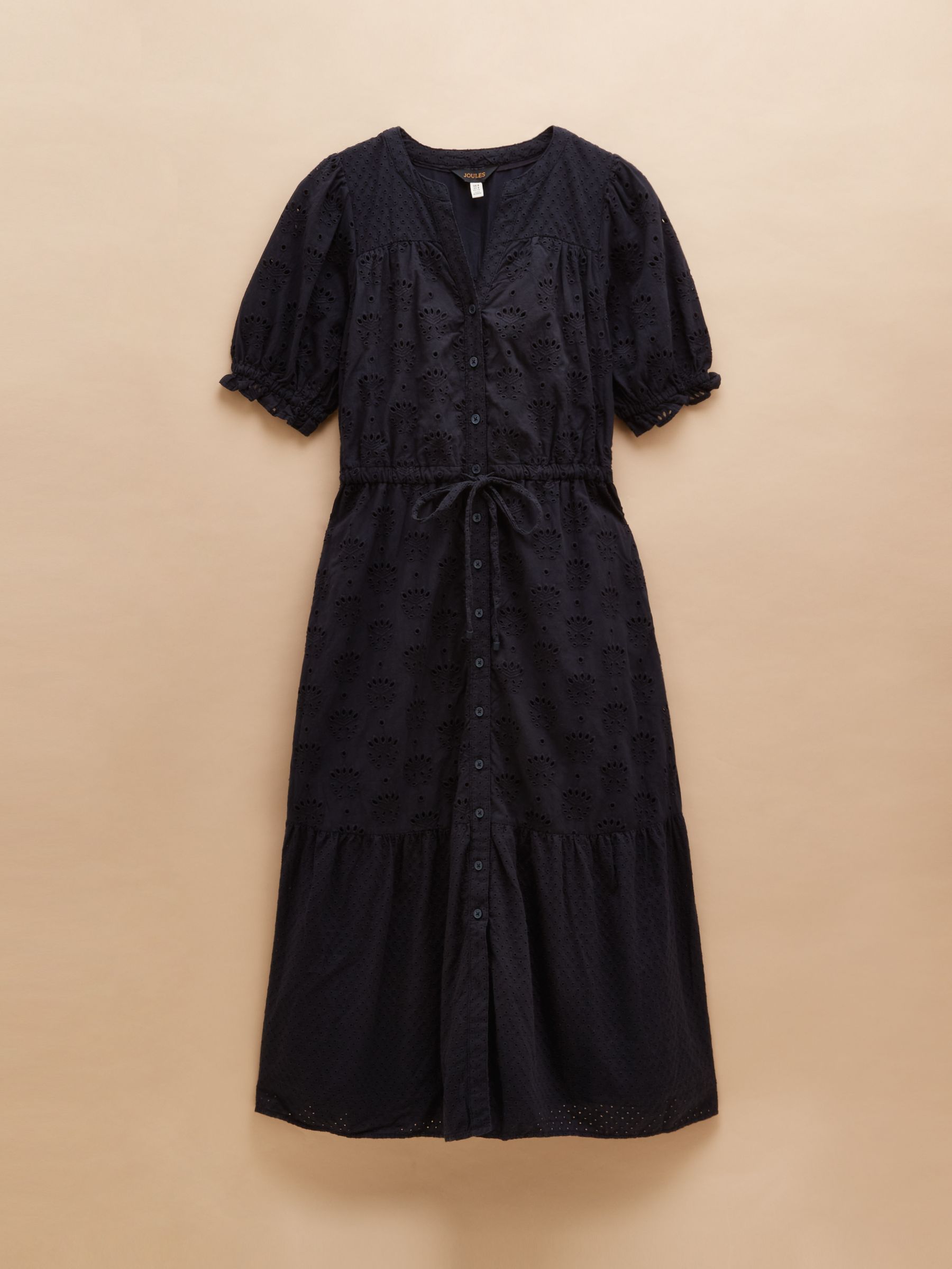 Juliana 100% Cotton Navy Blue Broderie Midi Dress - Image 5 of 5