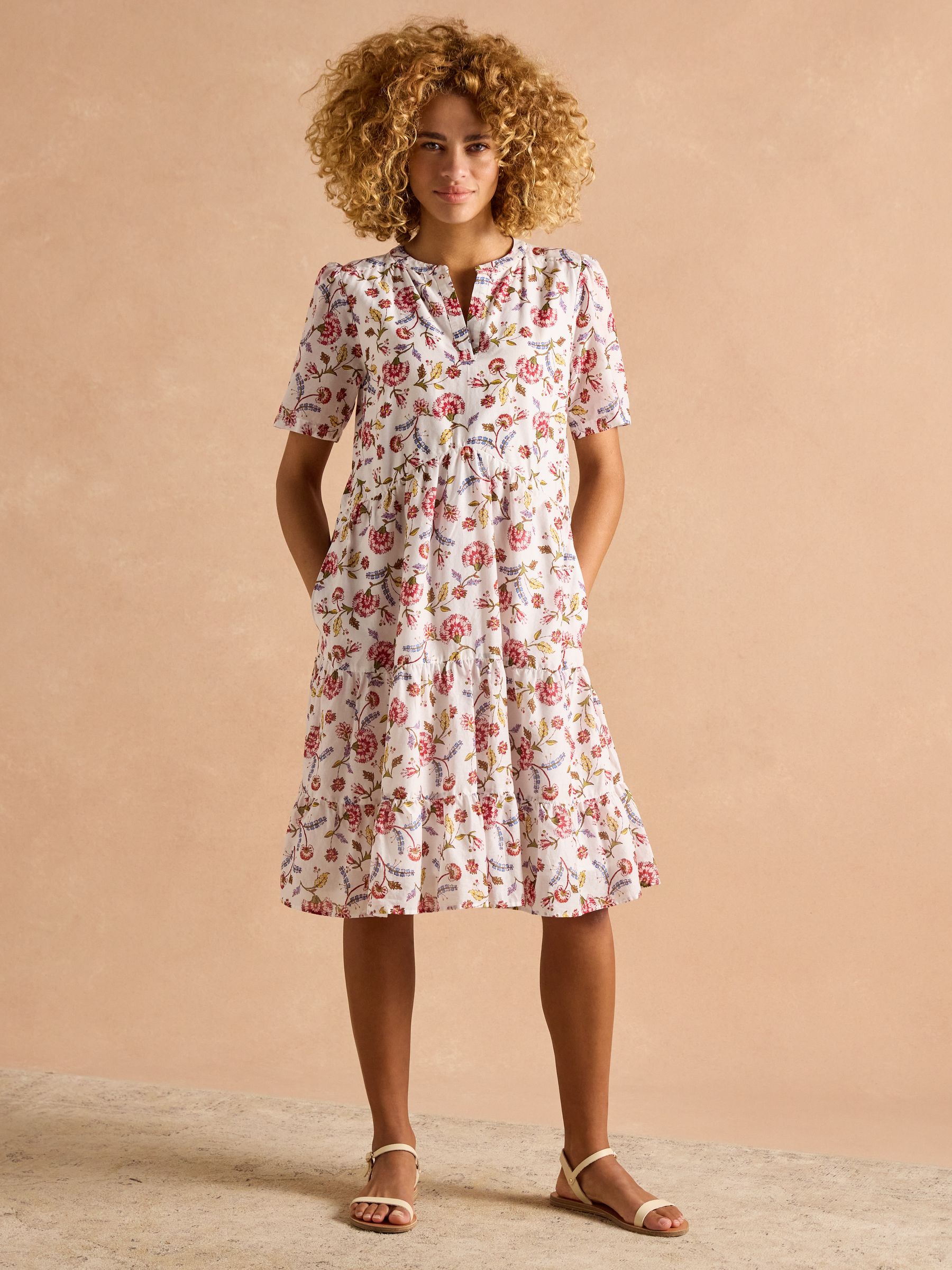 Ariella Provence Floral Cotton Tiered Dress - Image 1 of 8